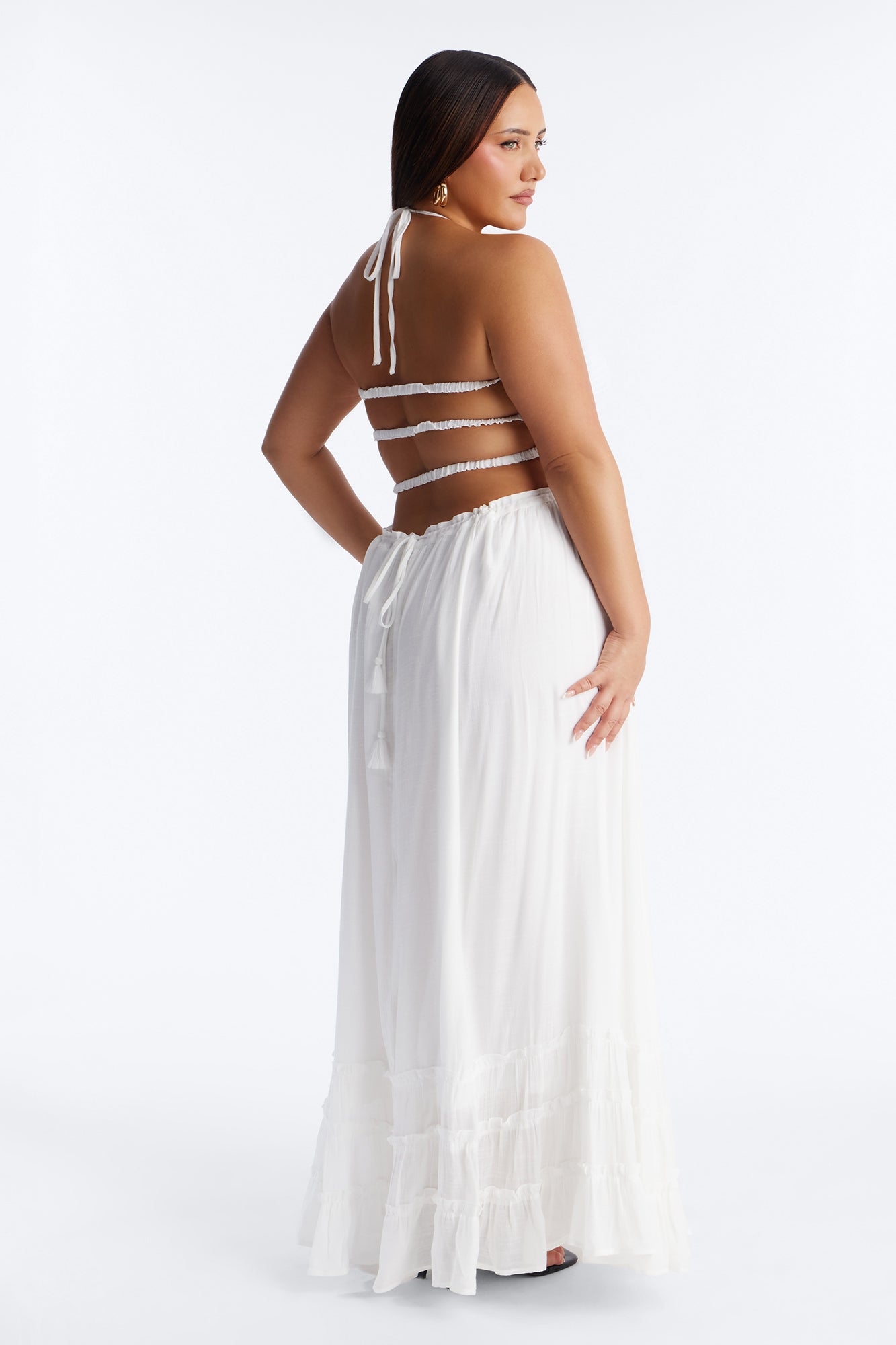Eden Smocked Linen Maxi Dress - White Fashion Nova