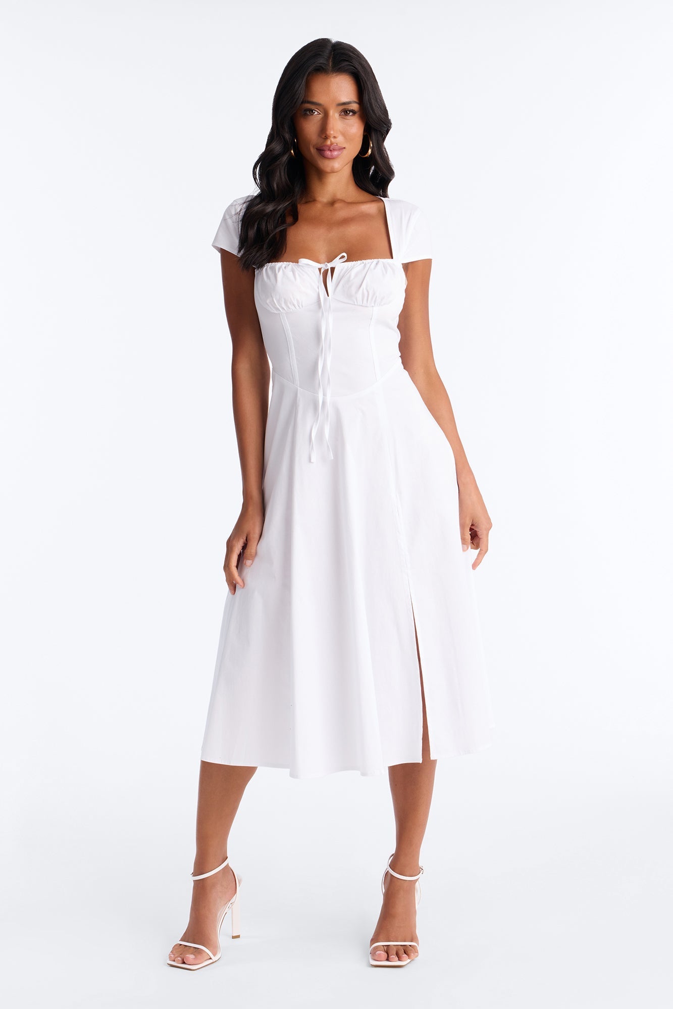 Juniper Cap Sleeve Midi Dress - White Fashion Nova