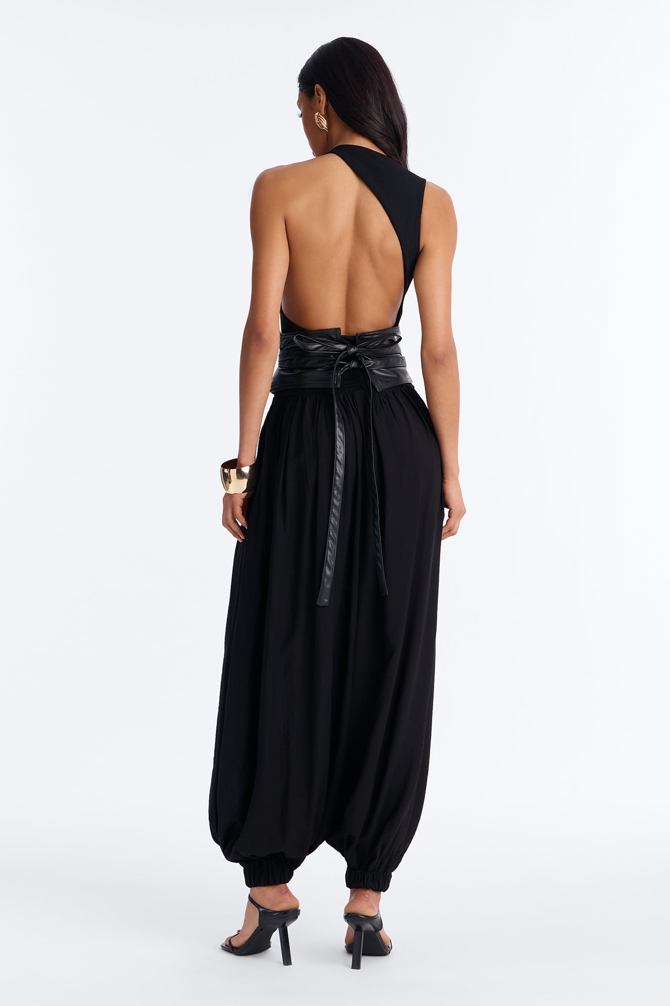 Tiana 3 Piece Belted Balloon Pant Set - Black