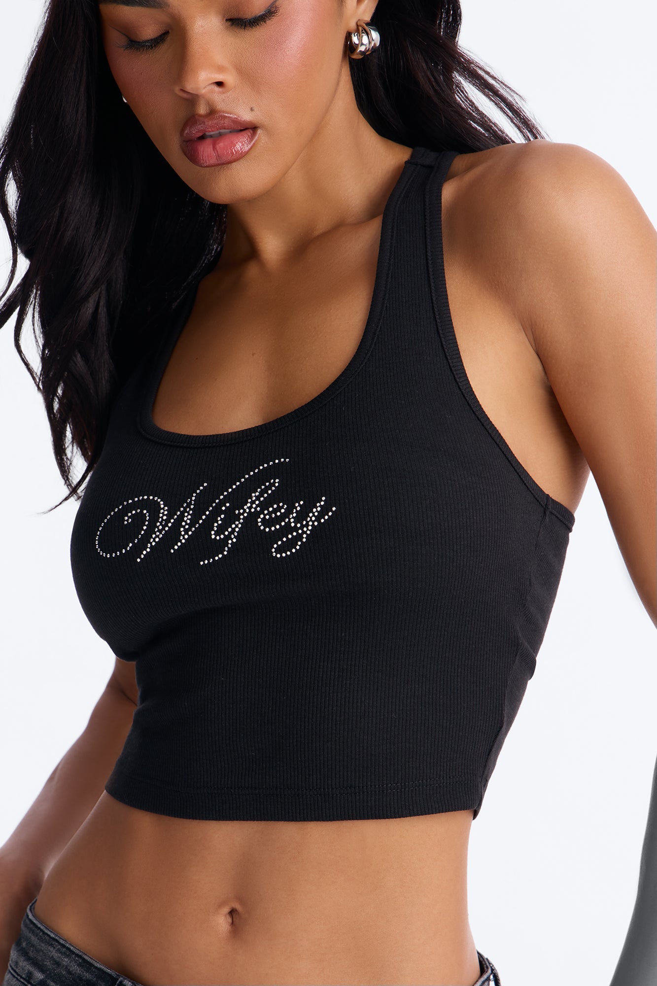 WifeyTo Be Rhinestone Tank Top - Black
