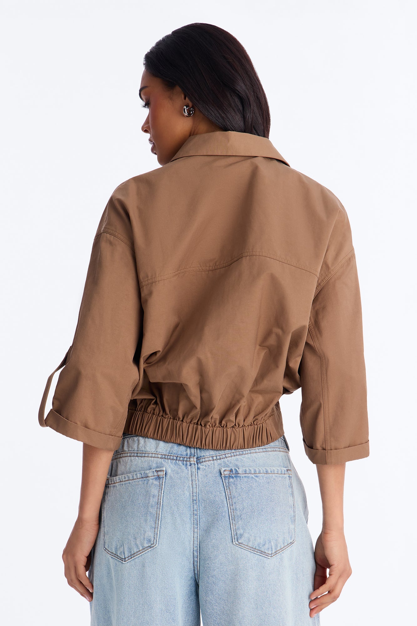 Plans Made Oversized Airflow Shirt - Brown