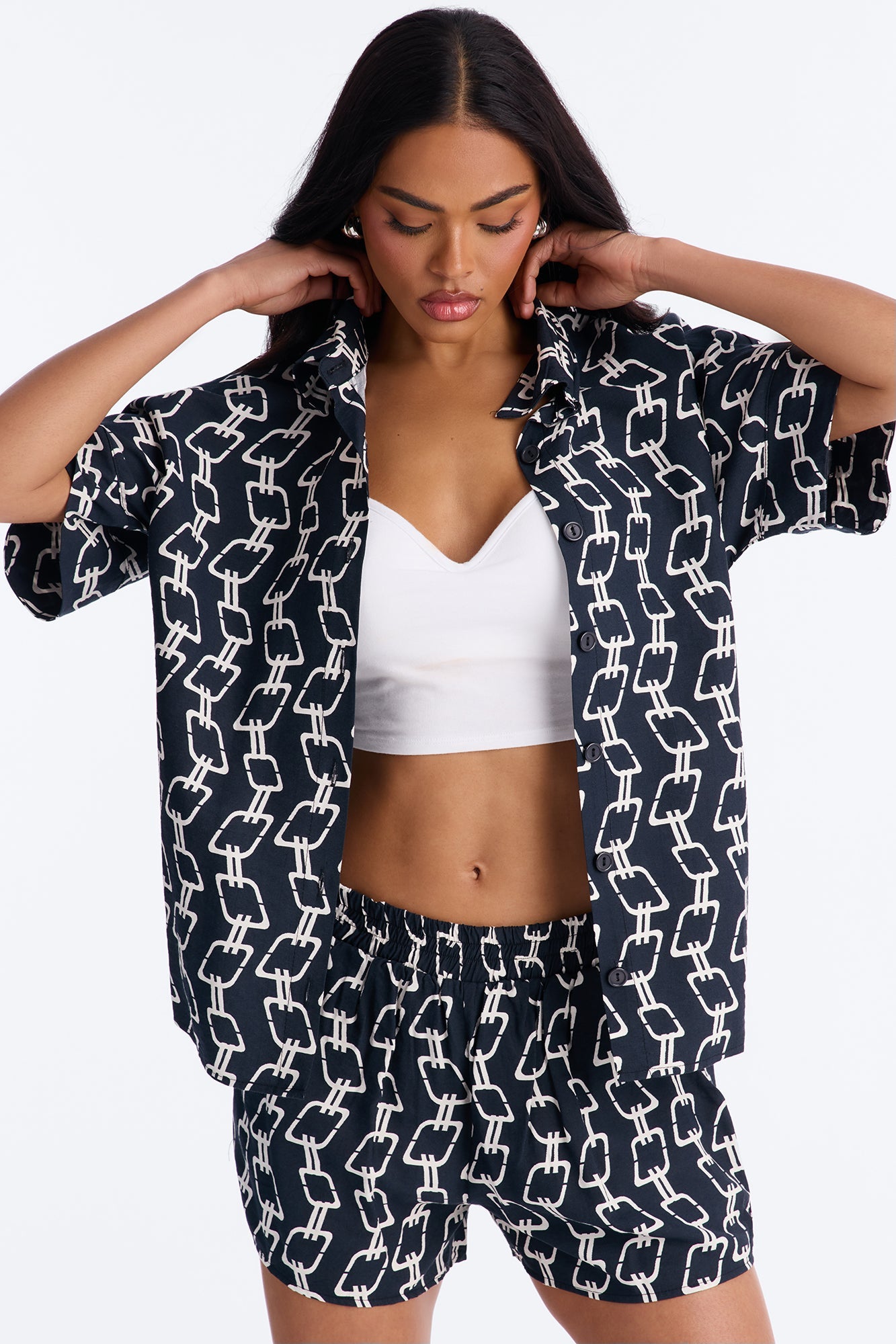 Chain Reaction Short Set - Black/White