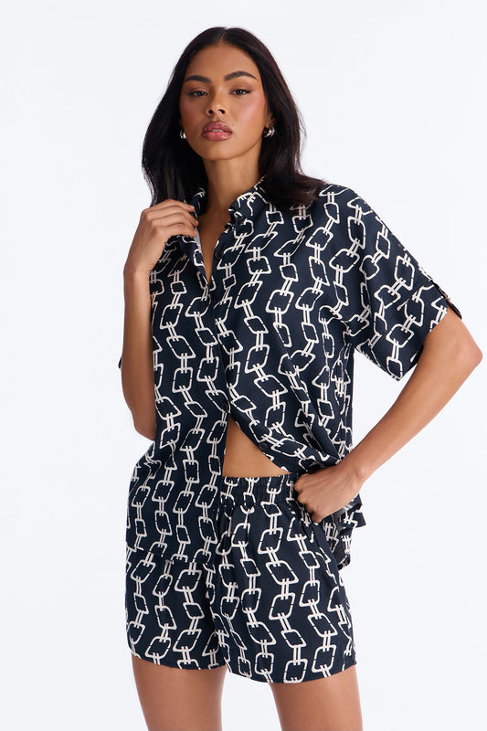 Chain Reaction Short Set - Black/White