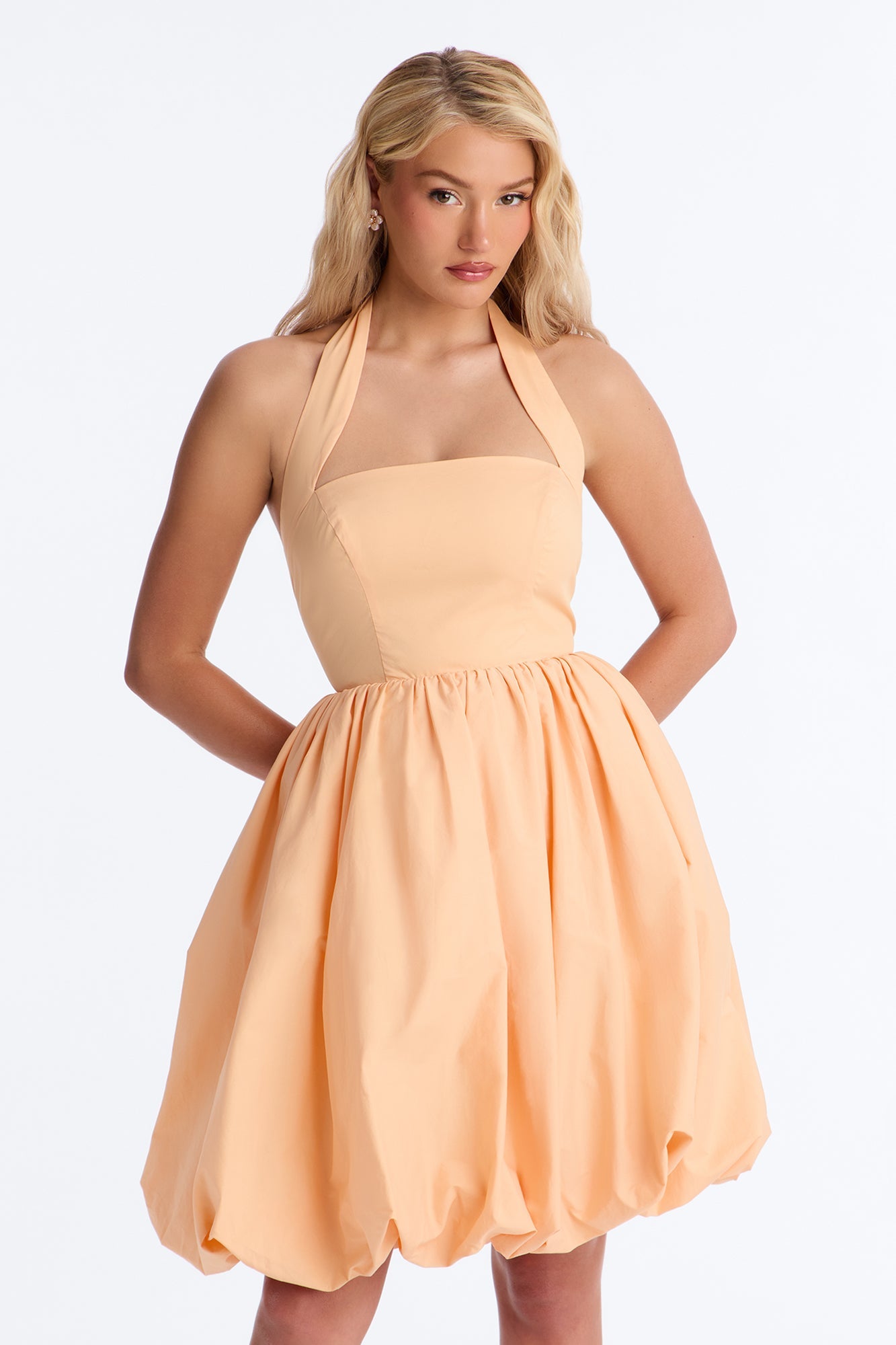 Lori Cutie Poplin Midi Dress - Peach