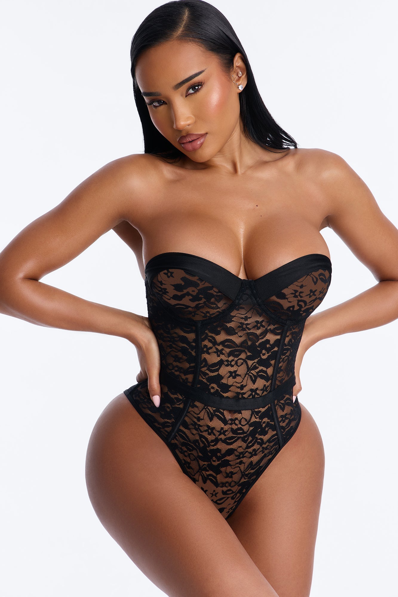 Show Me More Lace Underwire Teddy - Black