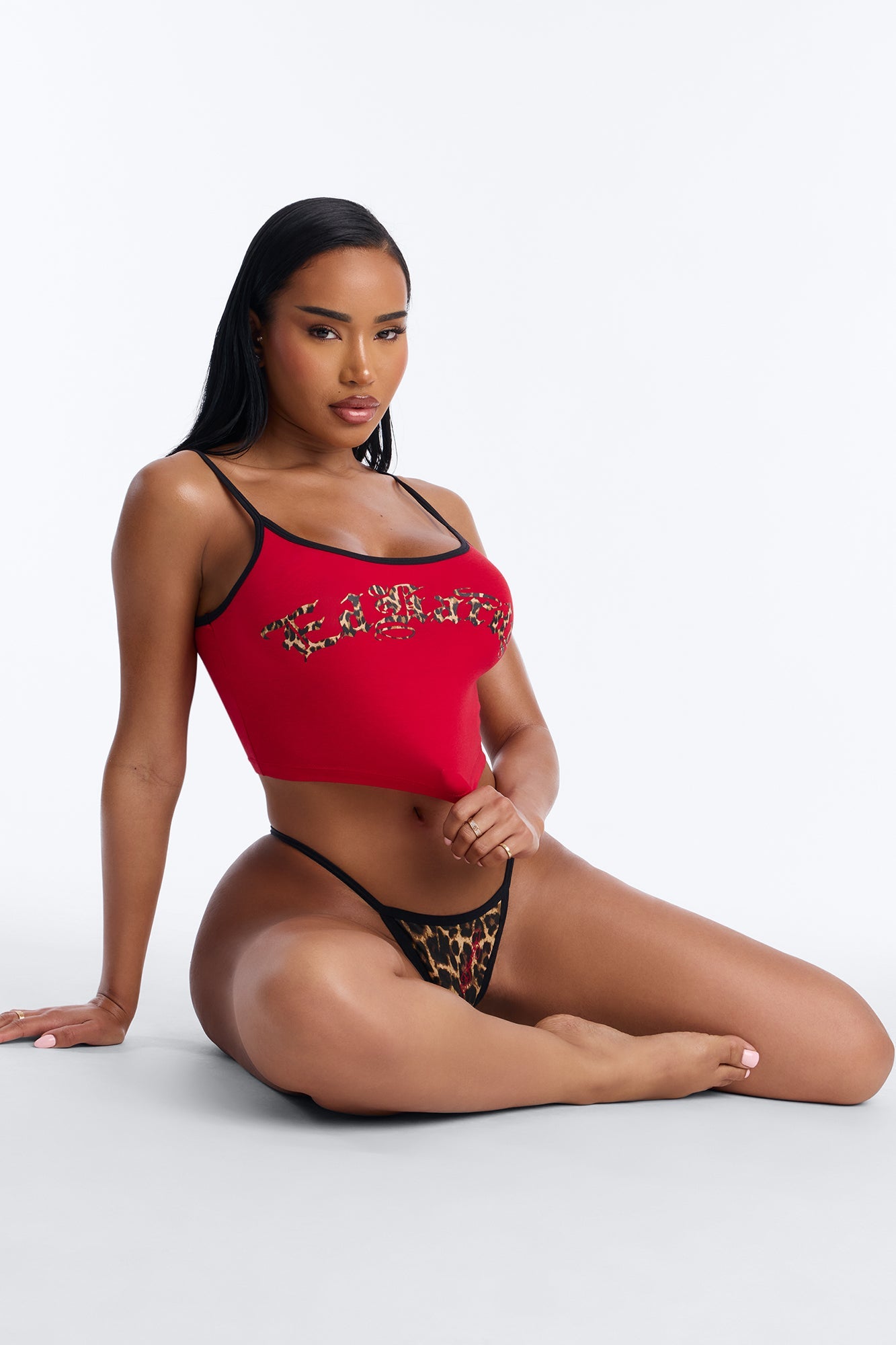 Ed Hardy Wild Thing PJ Bralette And Panty Set - Red/combo