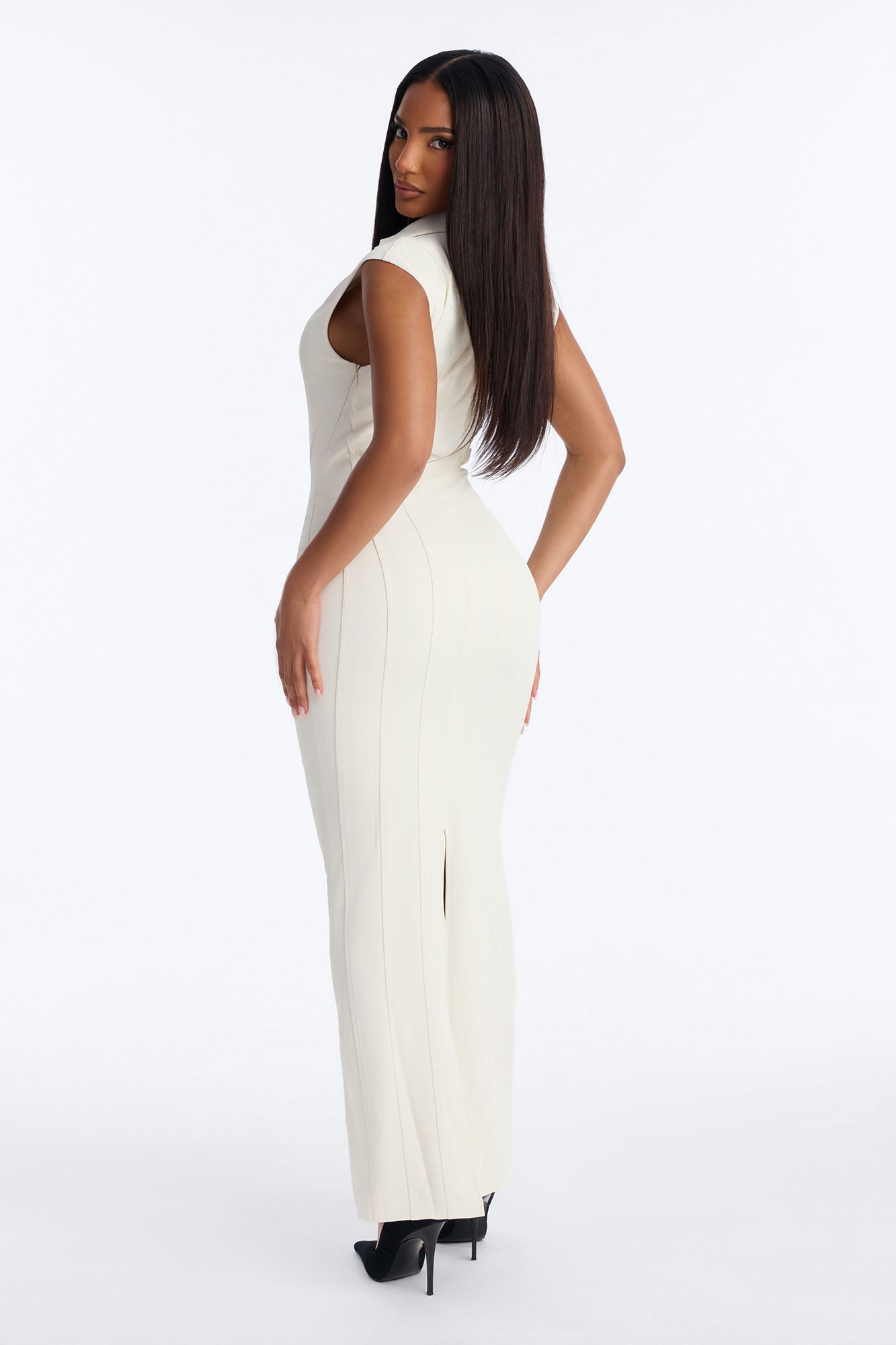 Just Divine Collared Maxi Dress - Cream