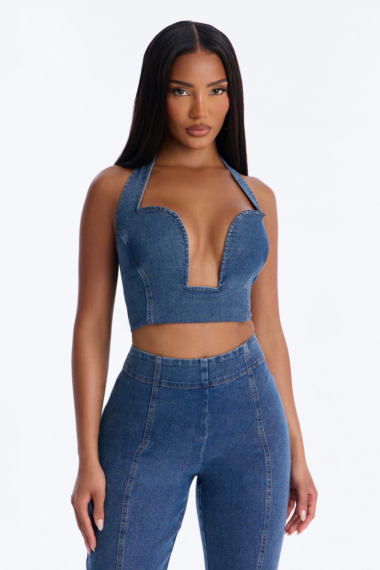 Erin Halter Denim Pant Set - Medium Wash
