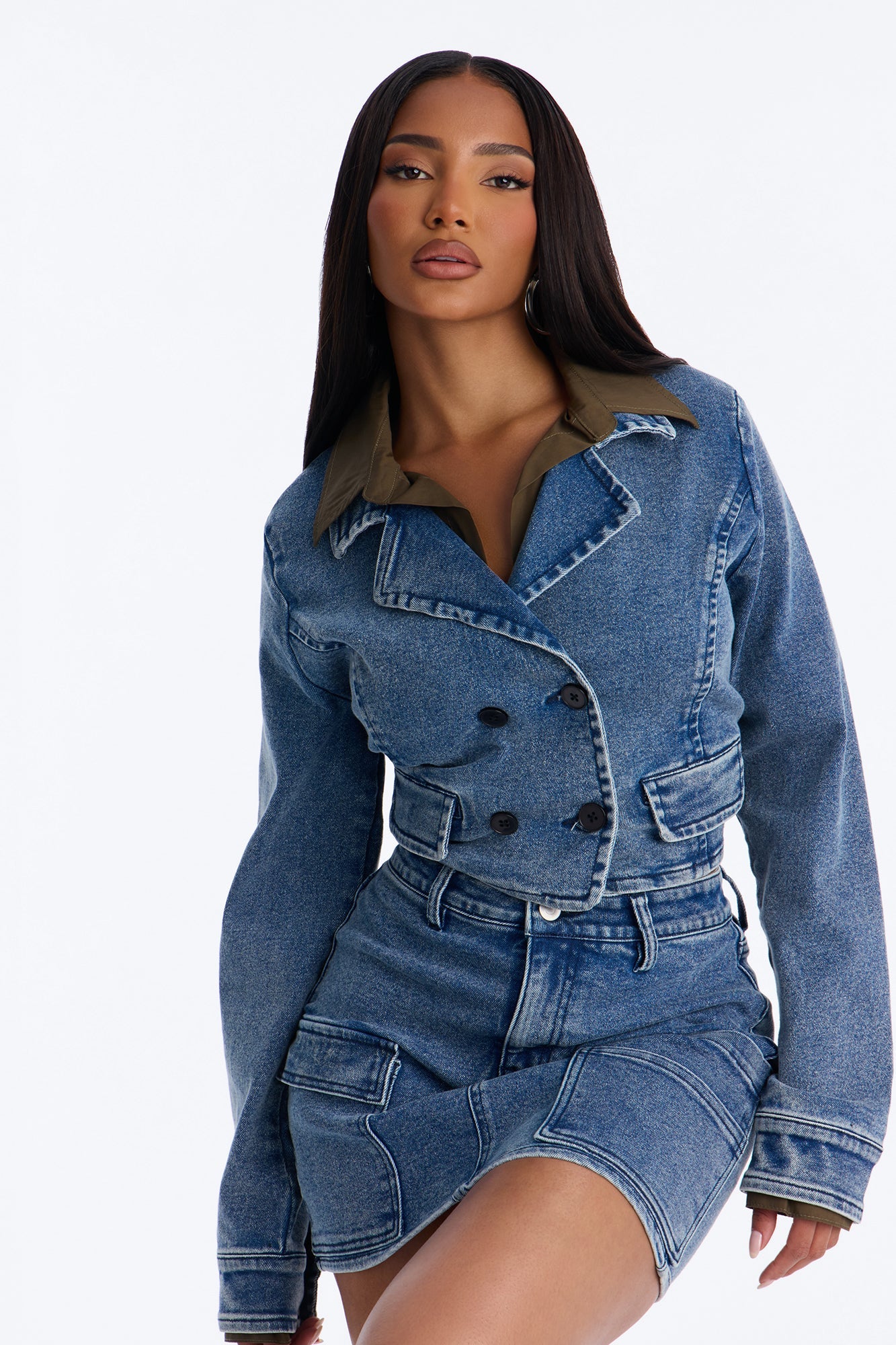 Denim Directive Skirt Set - Medium Wash