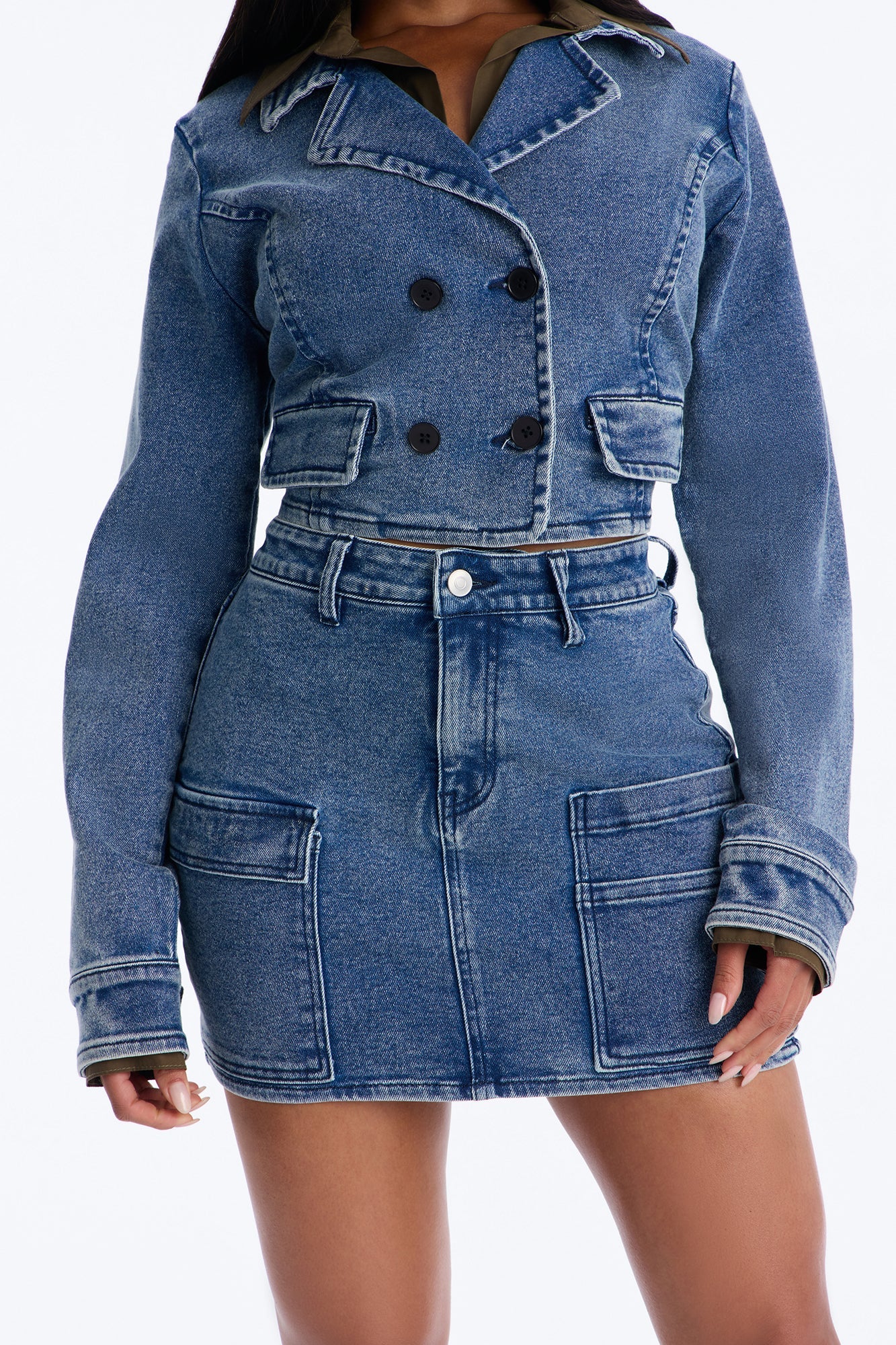 Denim Directive Skirt Set - Medium Wash