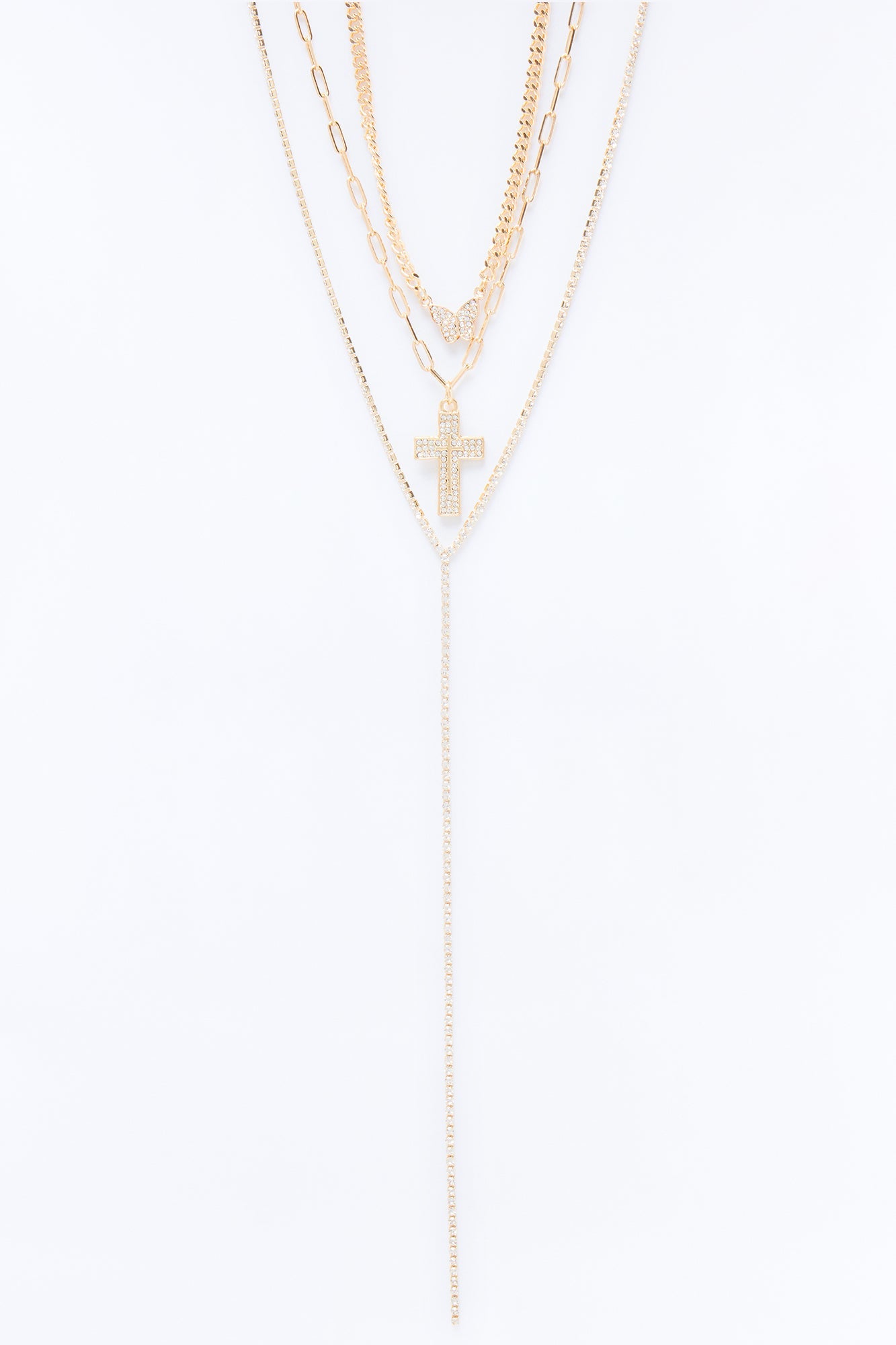 Angelic Wings Lariat Necklace - Gold