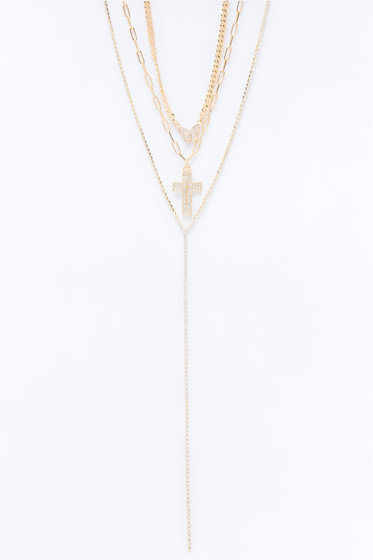 Angelic Wings Lariat Necklace - Gold