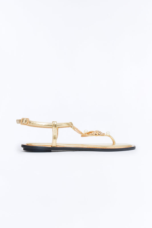 Shann Hardware Ankle Strap Sandals - Gold