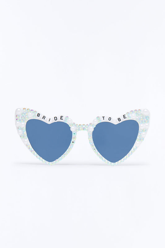 Bride To Be Heart Eye Sunglasses - White