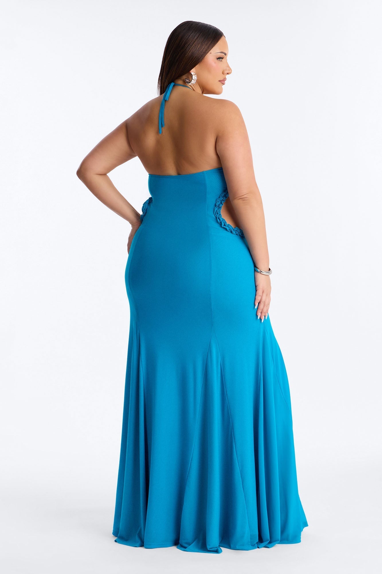 Tatiana Cut Out Mesh Maxi Dress - Blue Fashion Nova