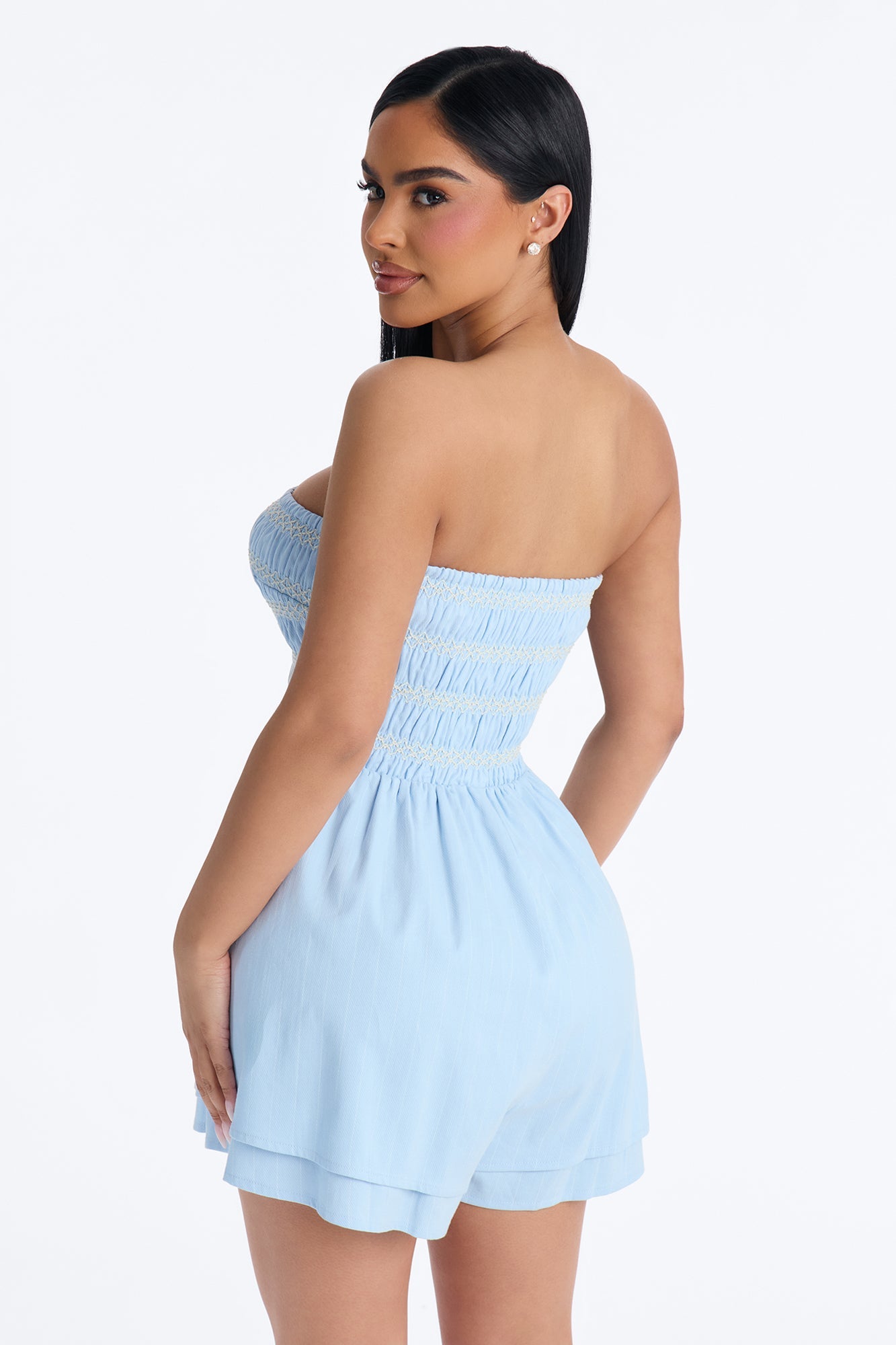 Chantel Strapless Romper - Light Blue