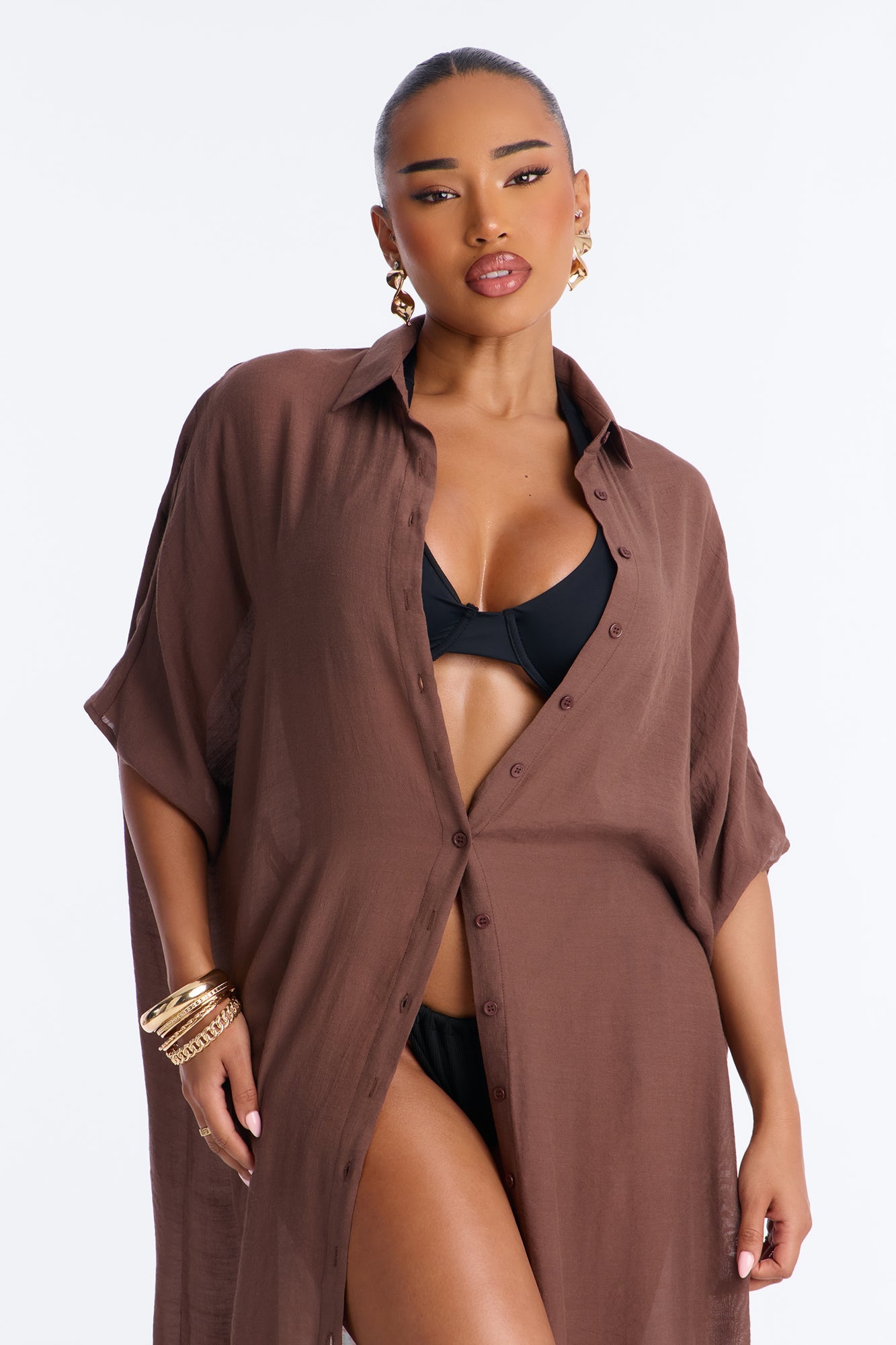 Lazy Summer Daze Cover Up Dress - Chocolate Fashion Nova