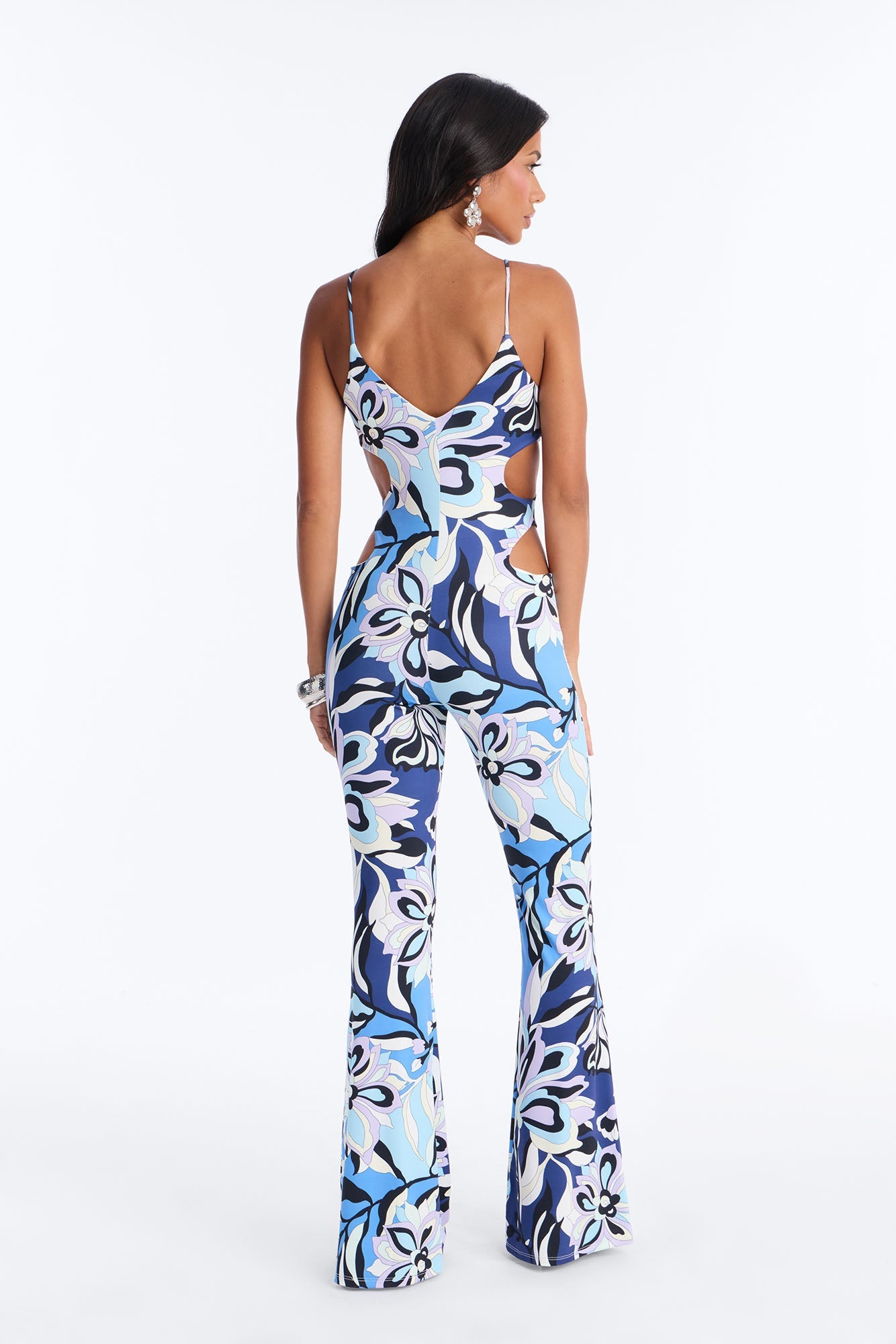 Zarah Cut Out Flare Jumpsuit - Blue