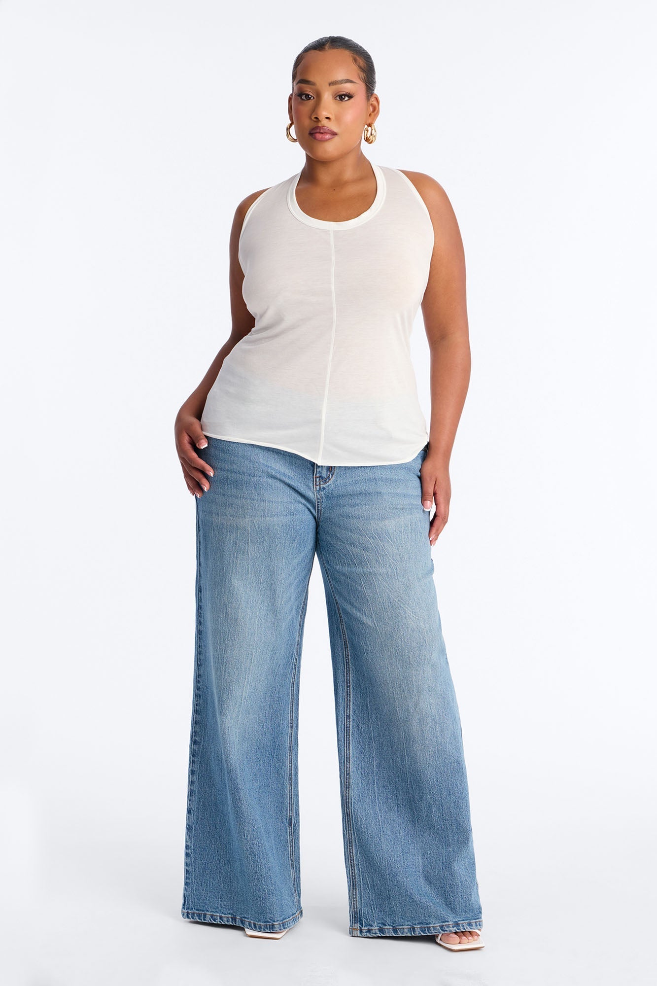 Cameron Sheer Scoop Neck Halter Top - White Fashion Nova