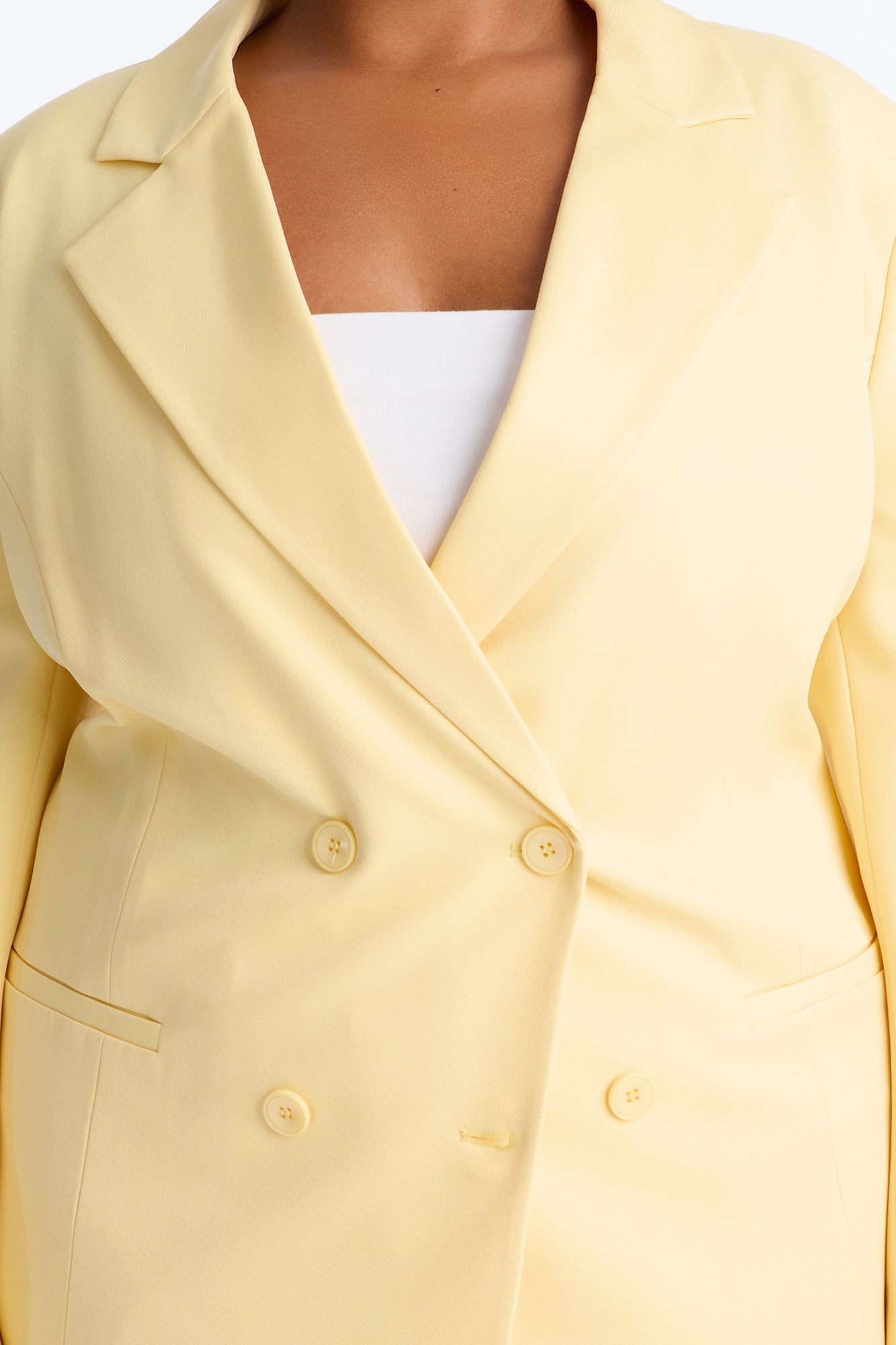 Big Goals Double Breasted Oversized Blazer - Butter Yellow