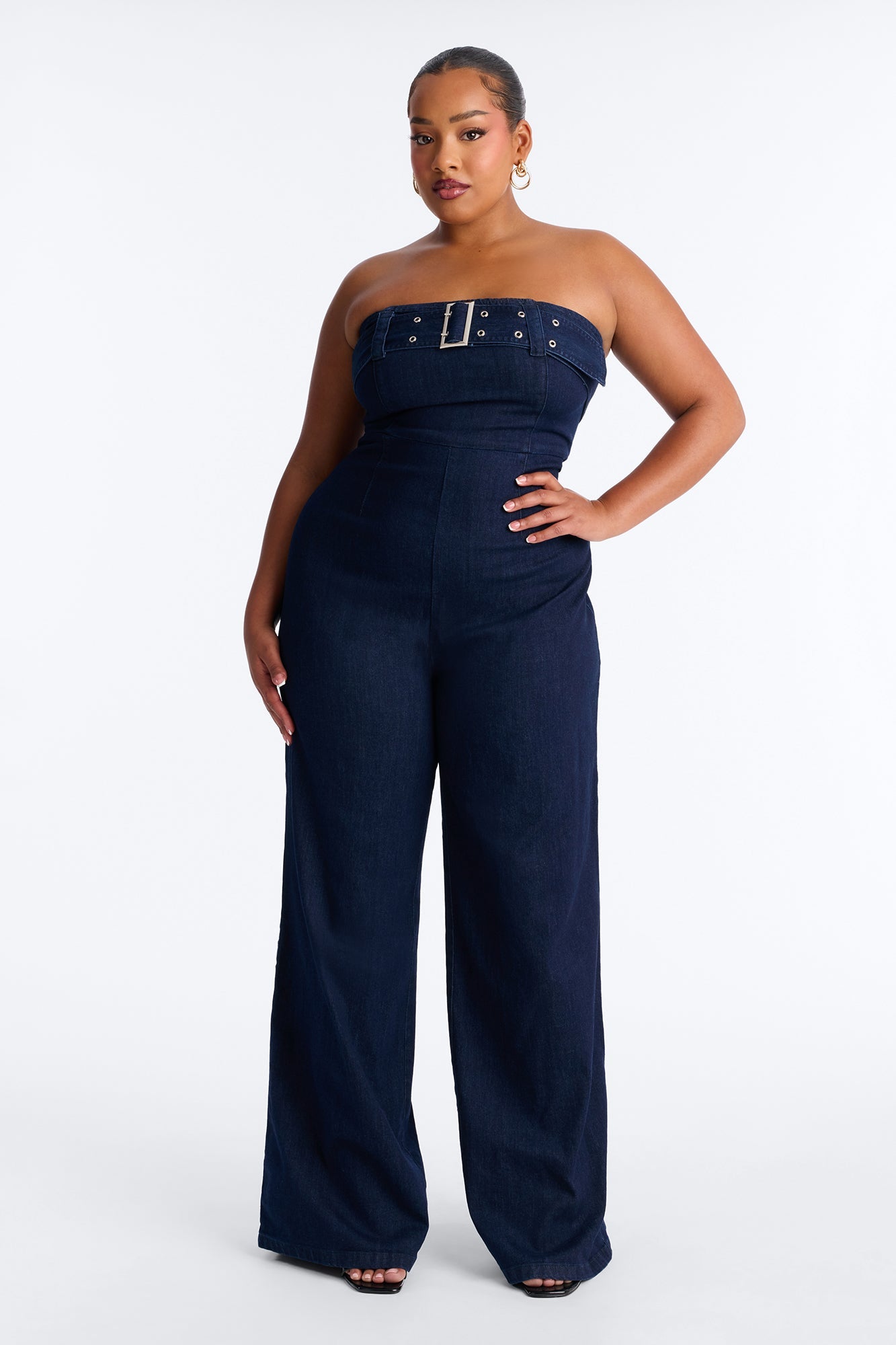 Marie Denim Belted Jumpsuit - Dark Wash