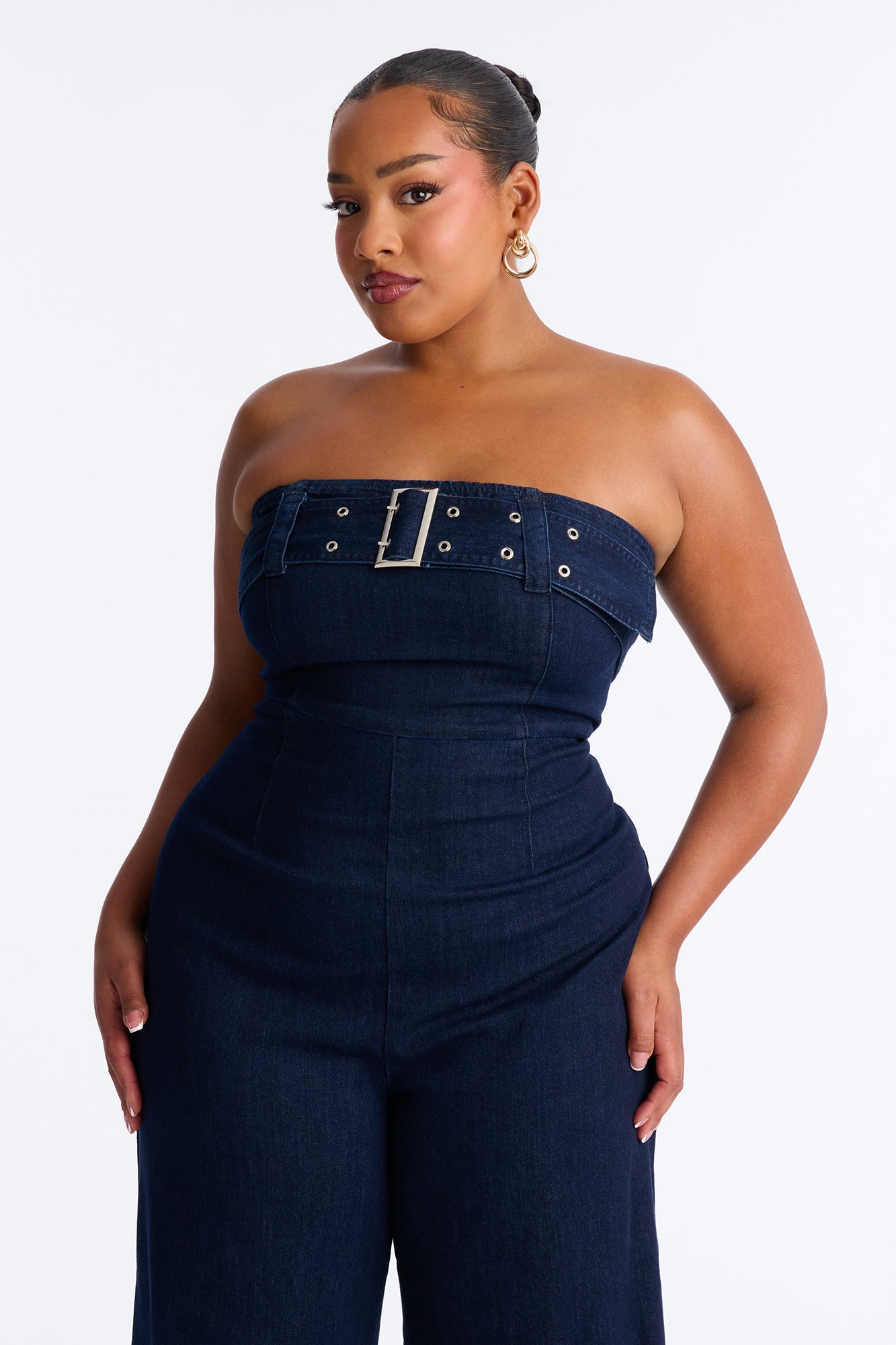 Marie Denim Belted Jumpsuit - Dark Wash