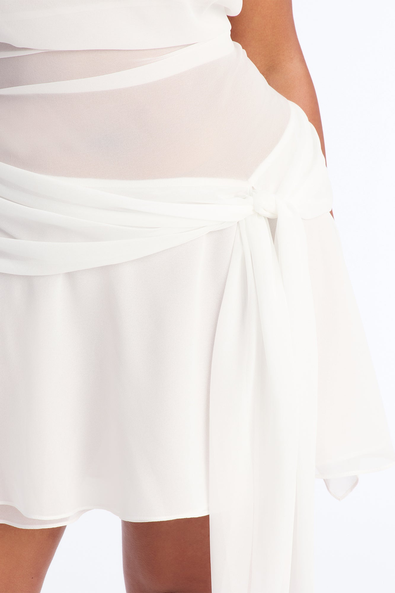 Alessia Draped Chiffon Mini Dress - White