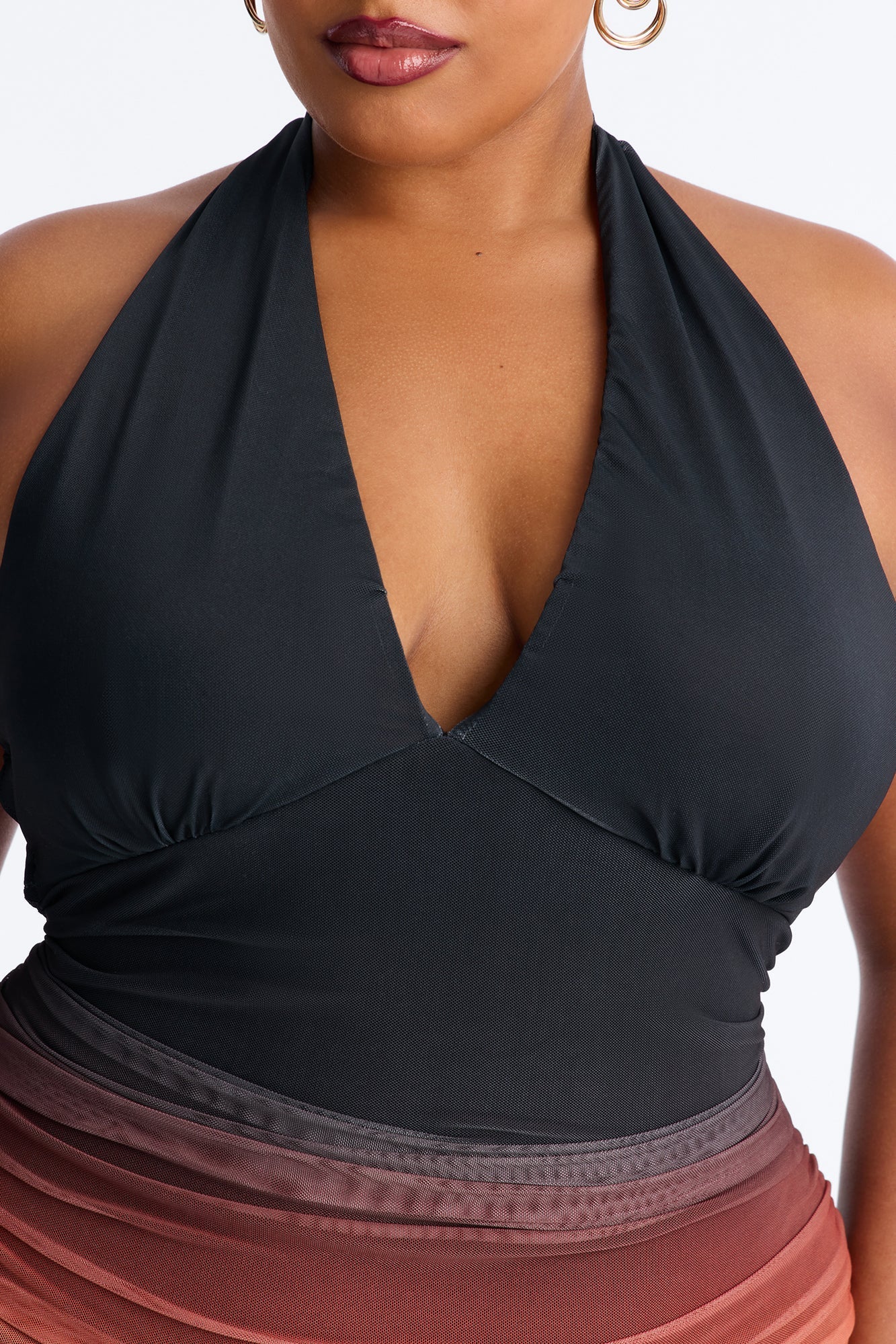 On Repeat Ombre Mesh Maxi Dress - Black/combo Fashion Nova