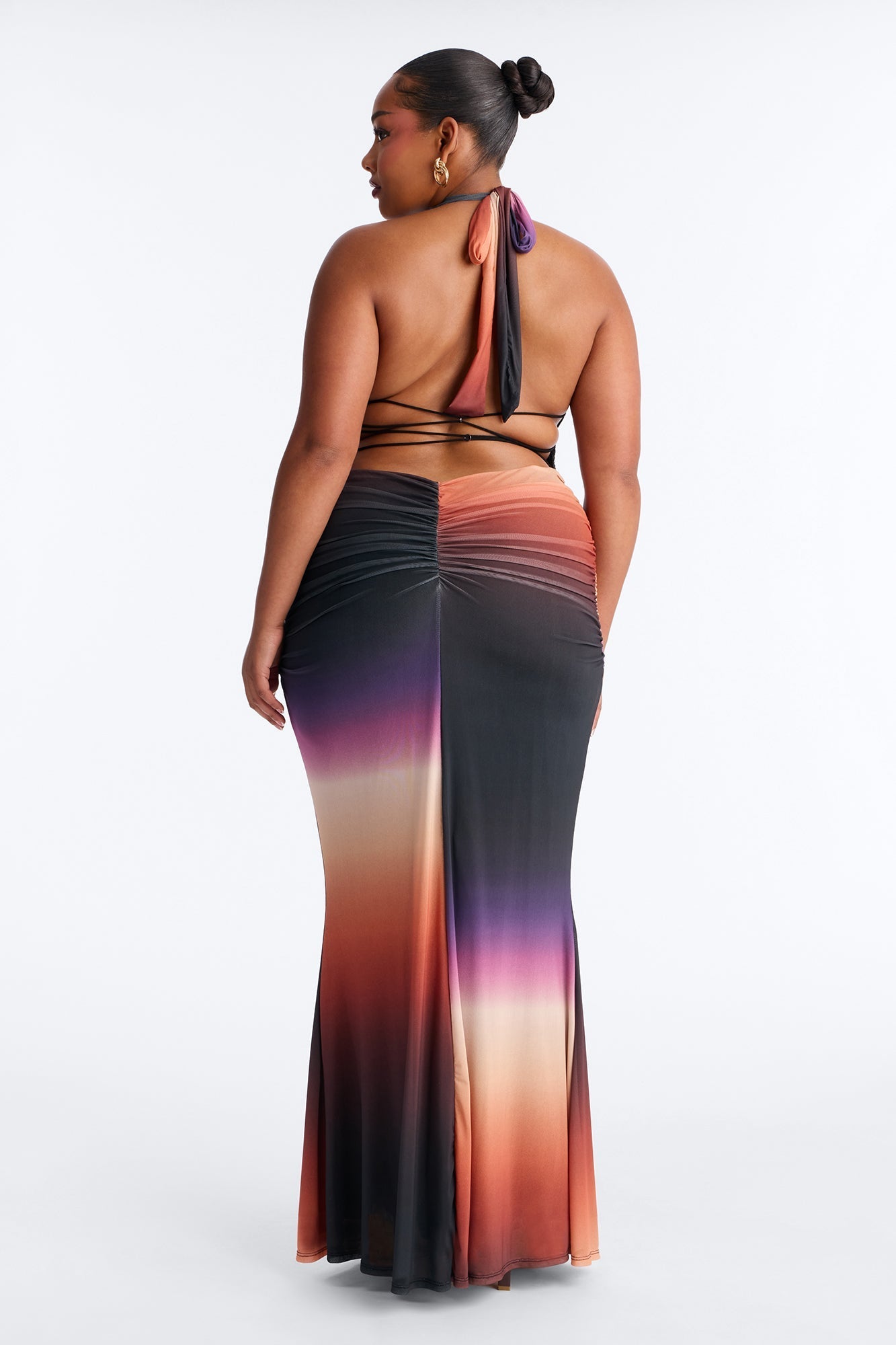On Repeat Ombre Mesh Maxi Dress - Black/combo Fashion Nova