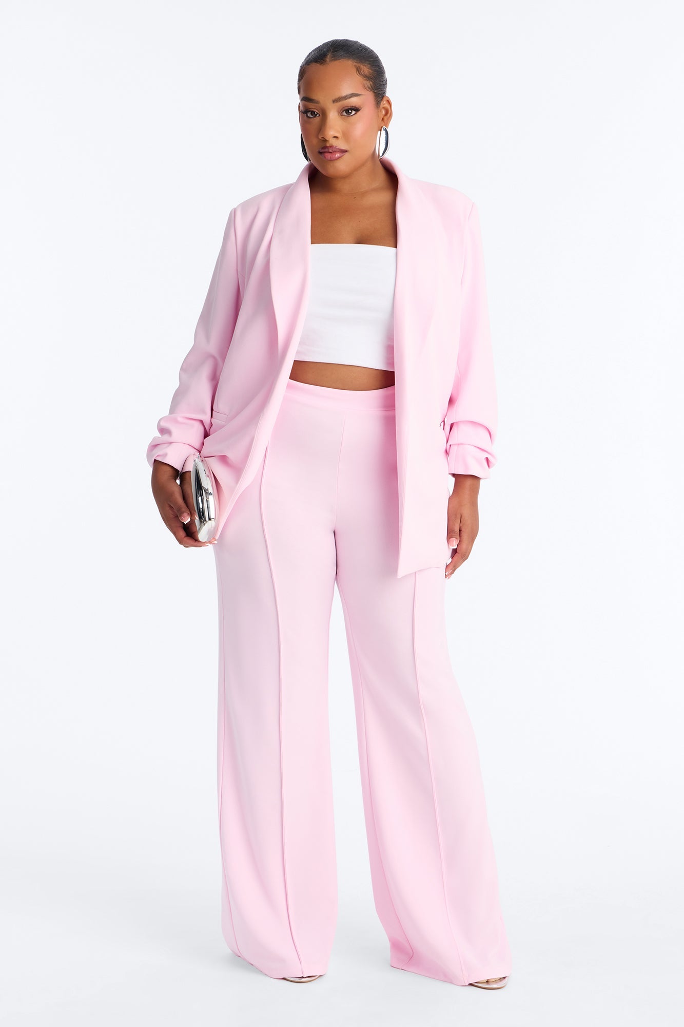 Victoria High Waisted Dress Pants - Light Pink