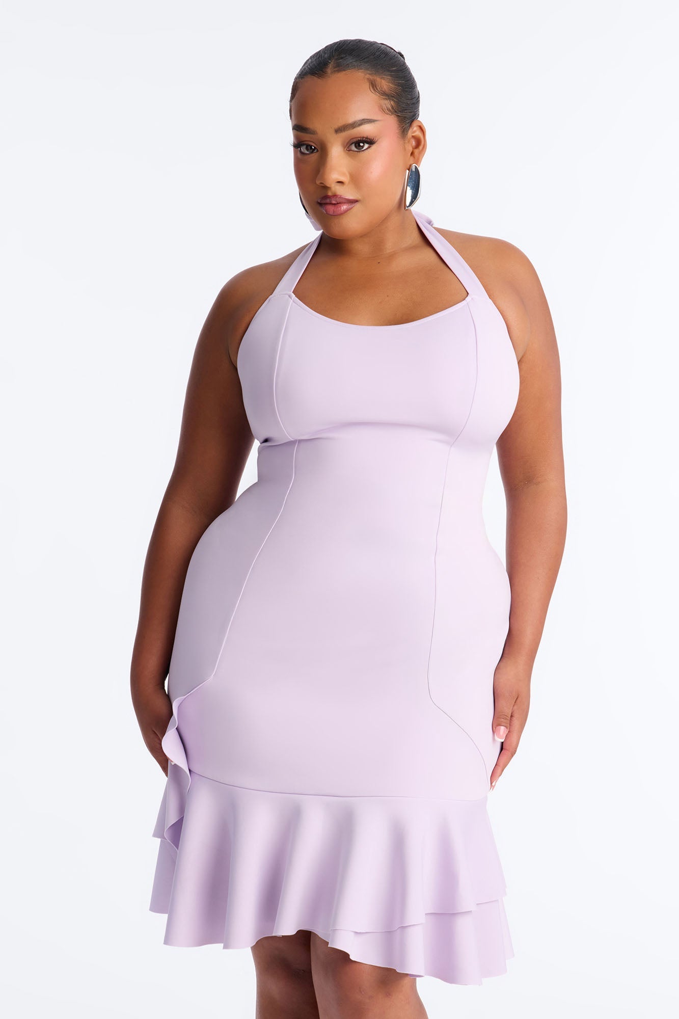 Harlow Ruffle Mermaid Midi Dress - Lavender