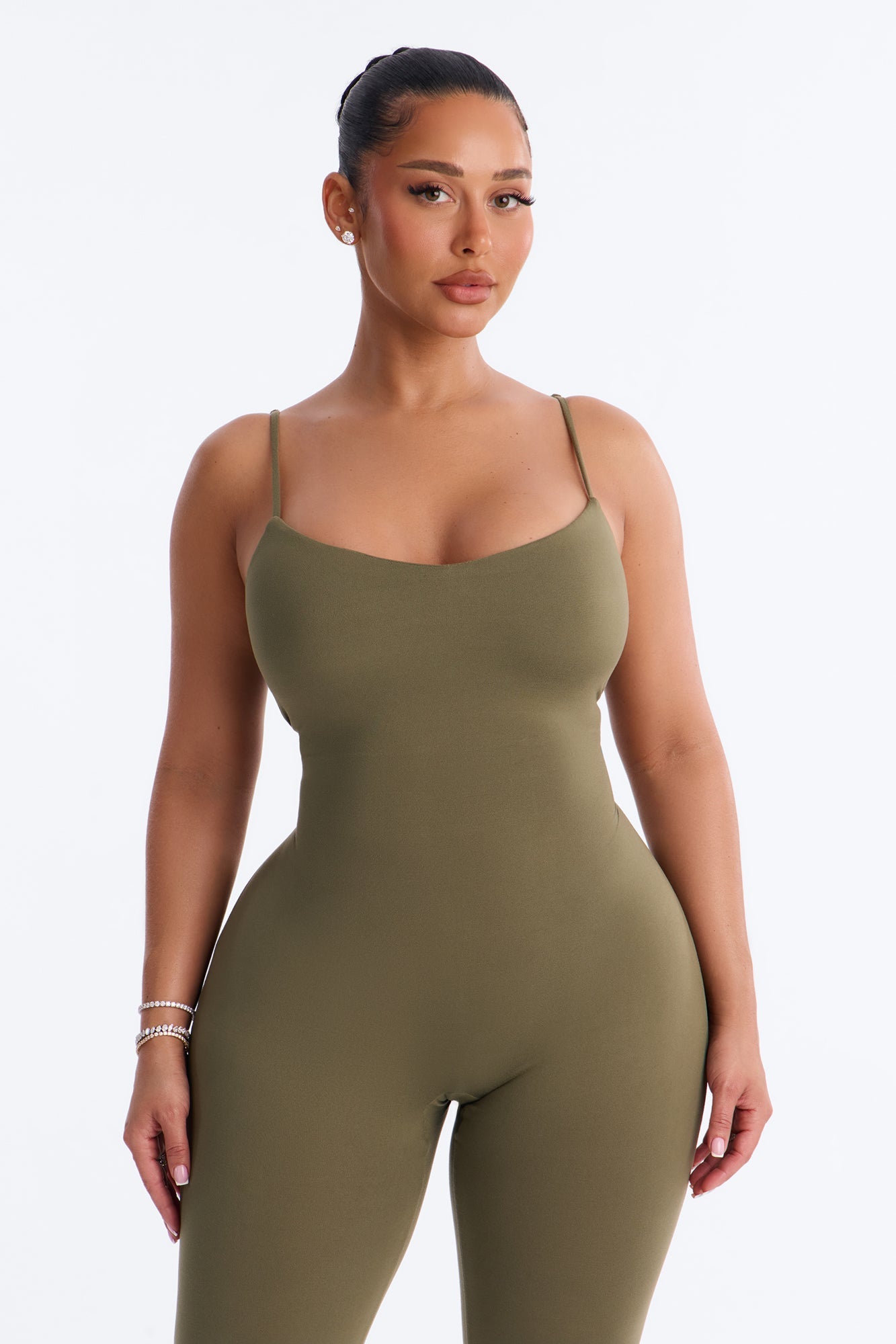 Marina Built In Bra Cami Catsuit - Olive