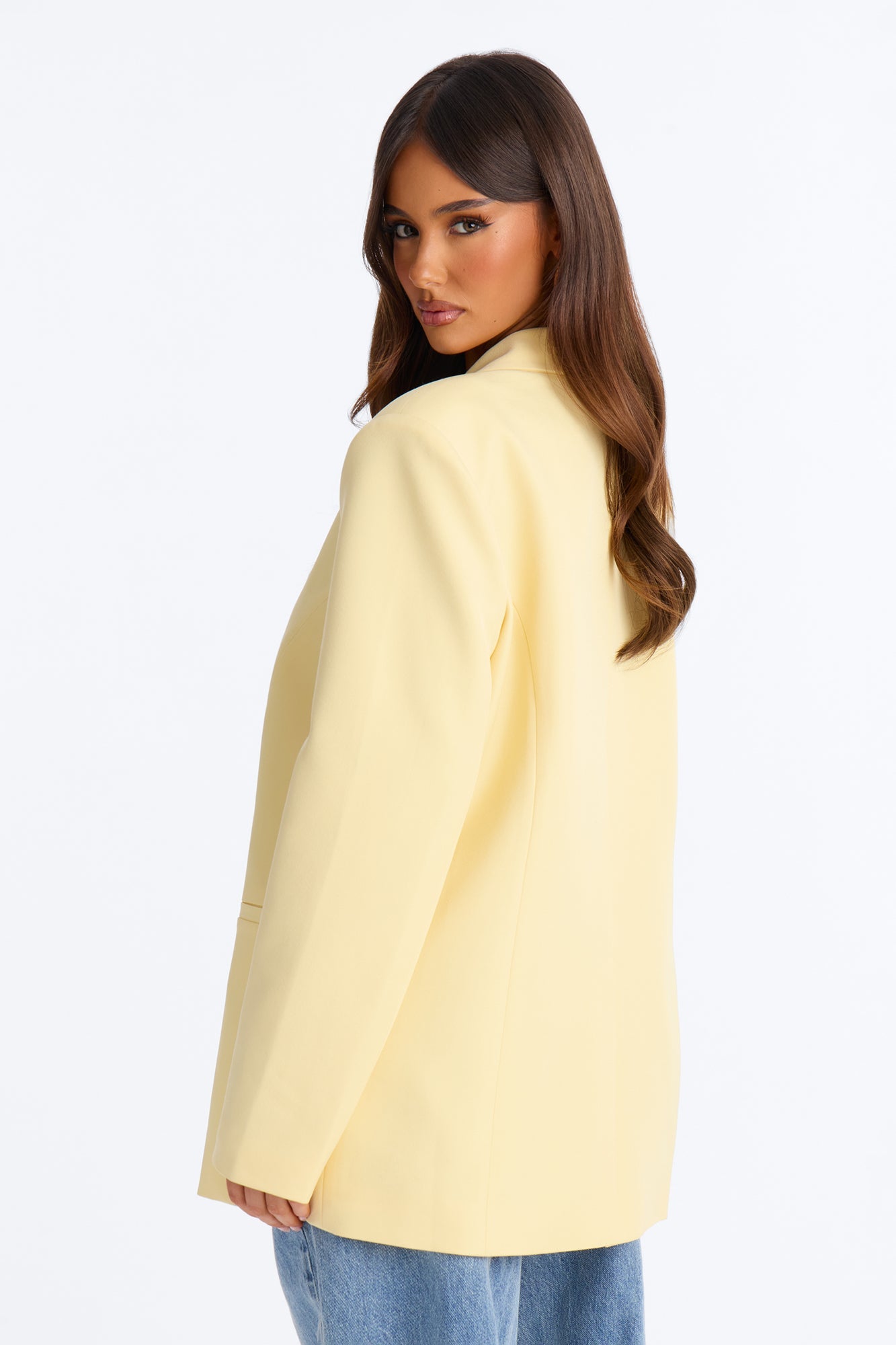 Big Goals Double Breasted Oversized Blazer - Butter Yellow