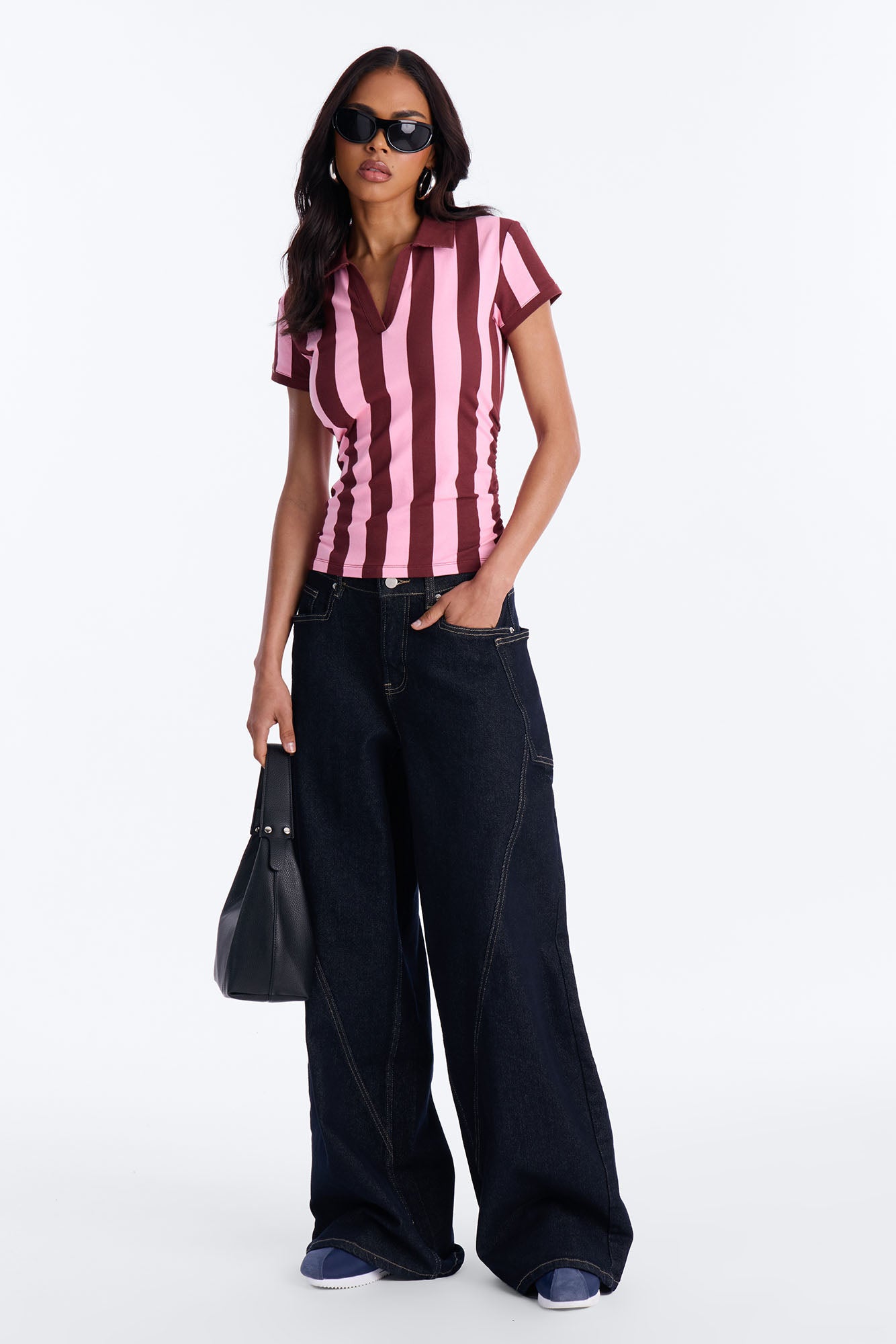 First Pick Striped Short Sleeve Top - Burgundy/combo
