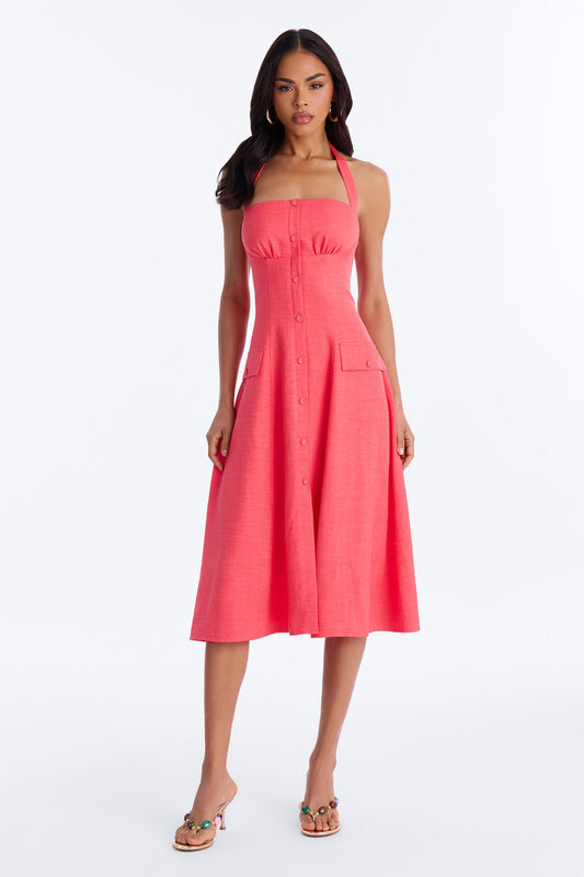 Christine Halter Midi Dress - Coral