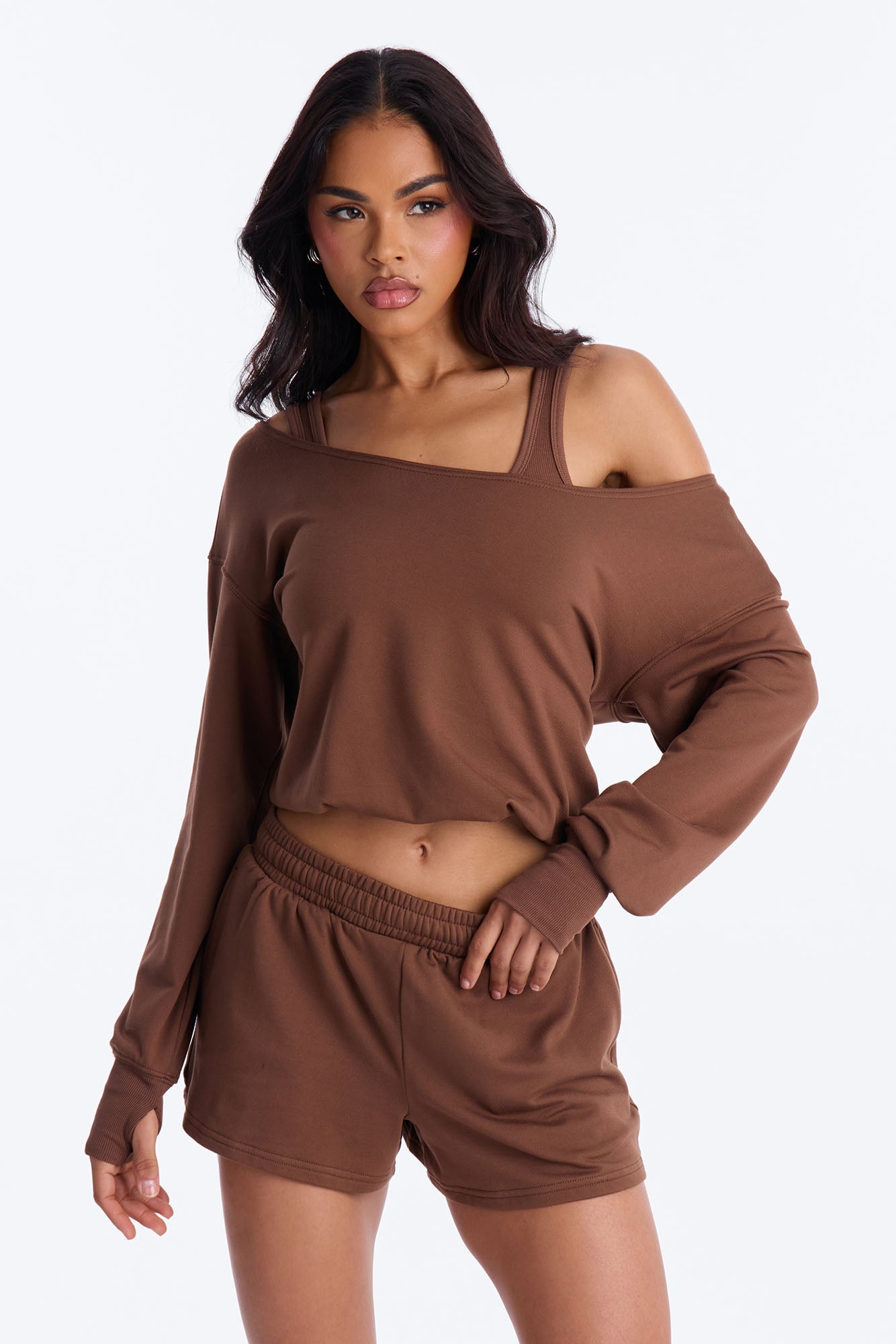 Finley Fleece Short Set - Chocolate