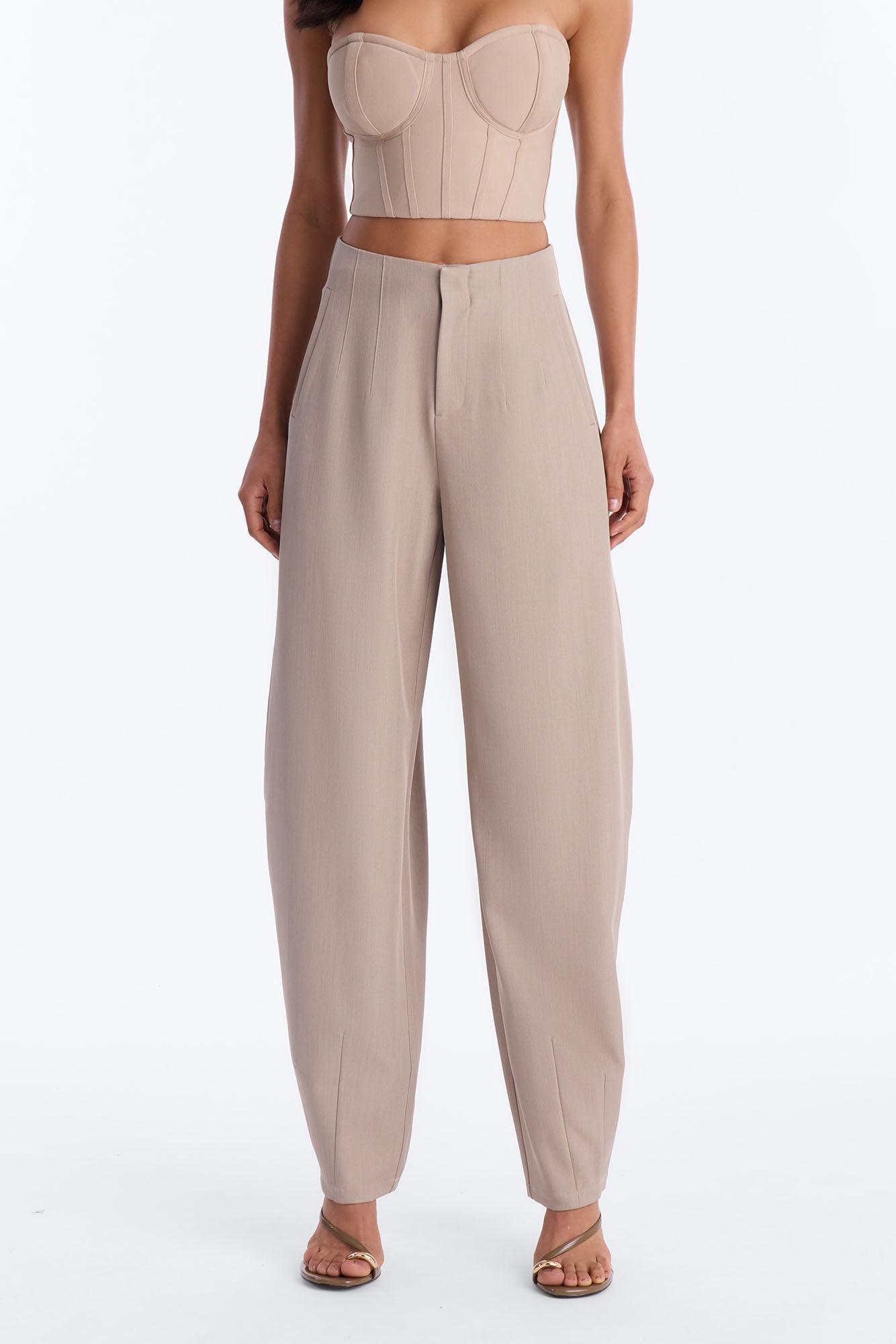 Margaret Barrel Trouser Pants 32″ - Stone