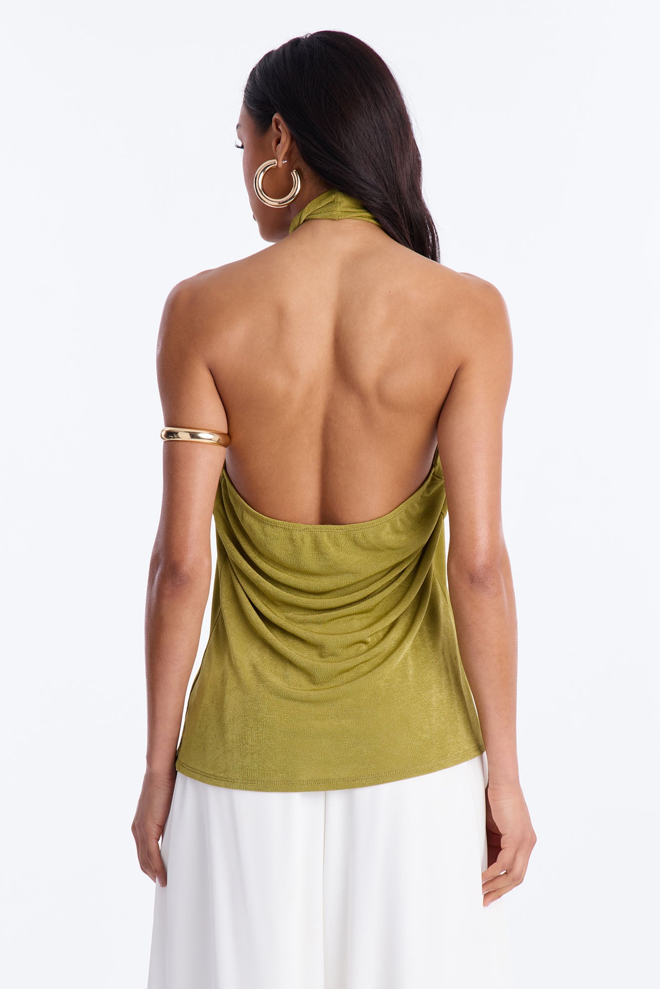 Your Desire Ruched Halter Flyaway Top - Green