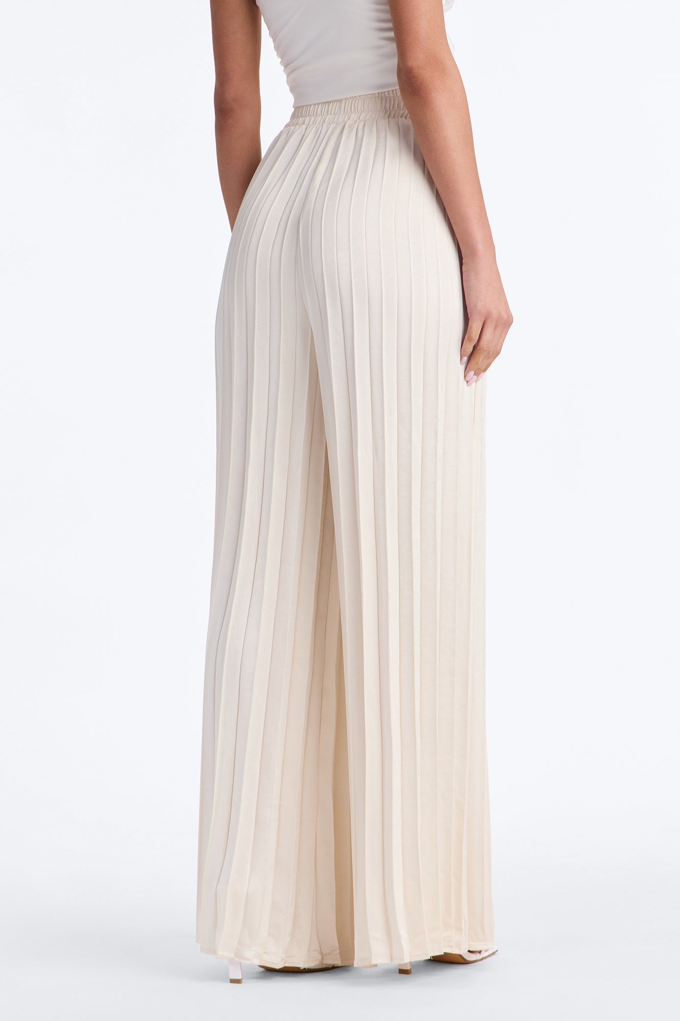 Let's Go Babe Satin Wide Leg Pant 32 - Ivory