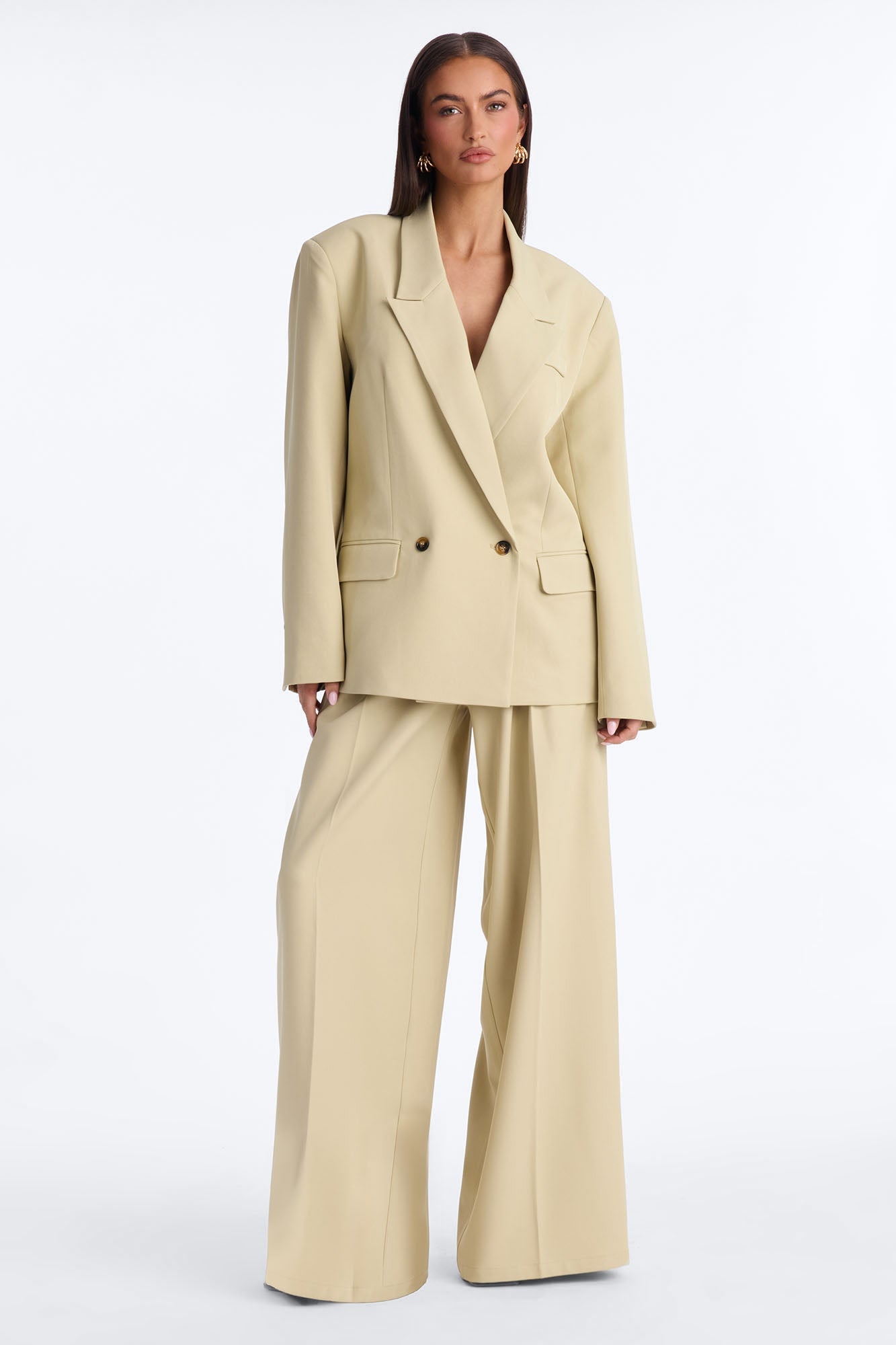 Indy Double Breasted Oversized Blazer - Sage