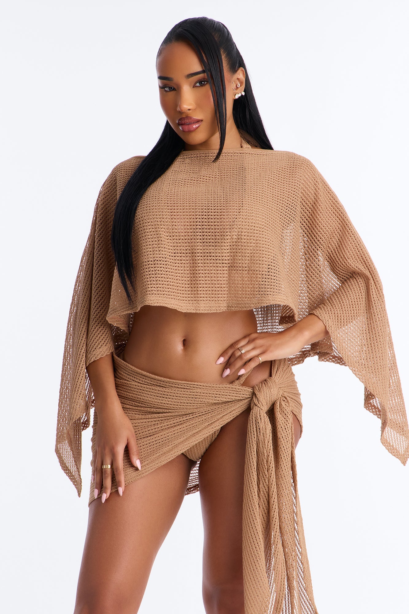 Waiting On You Bikini And Coverup Set - Cream