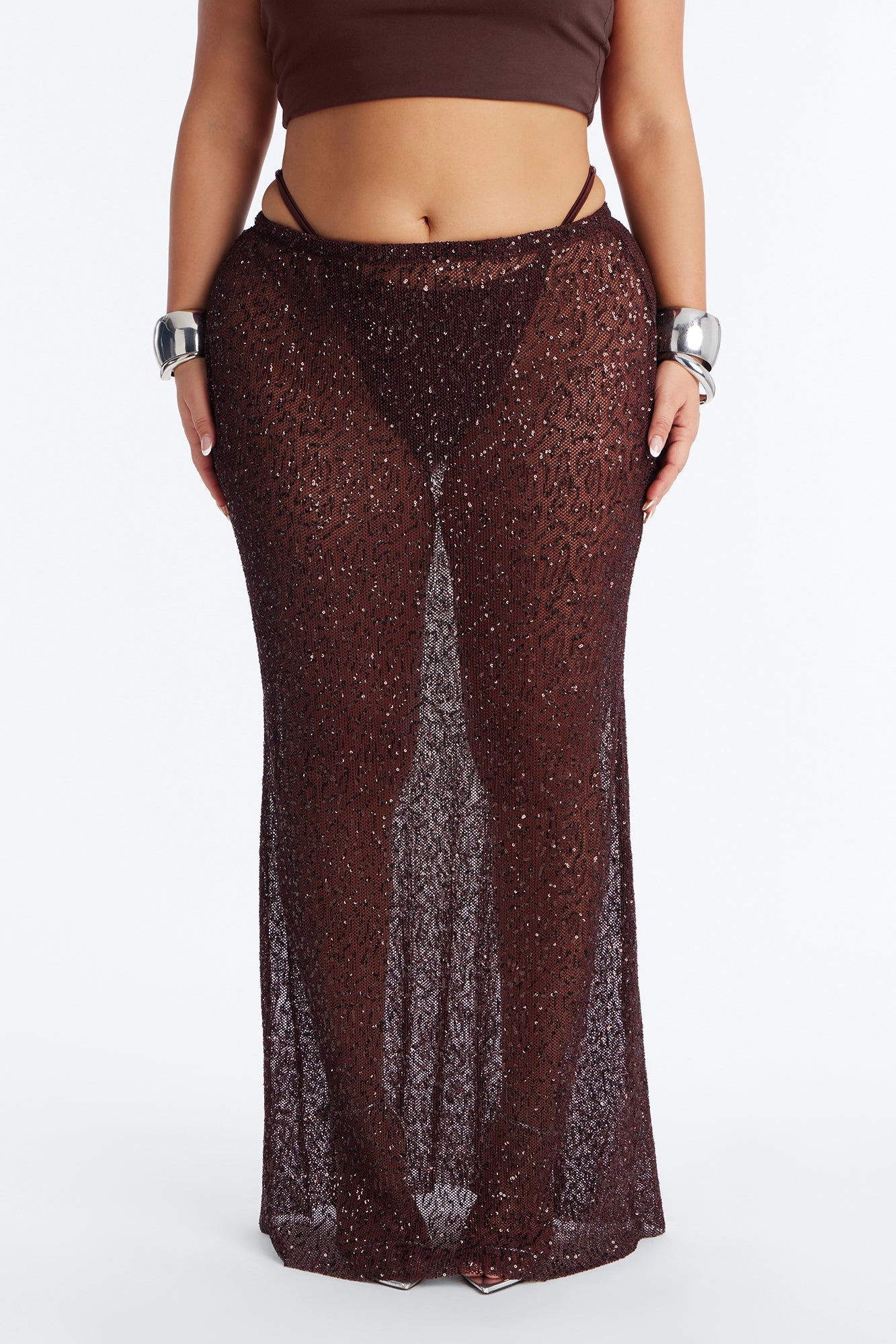 Lost In Paradise Sequin Maxi Skirt - Chocolate Fashion Nova