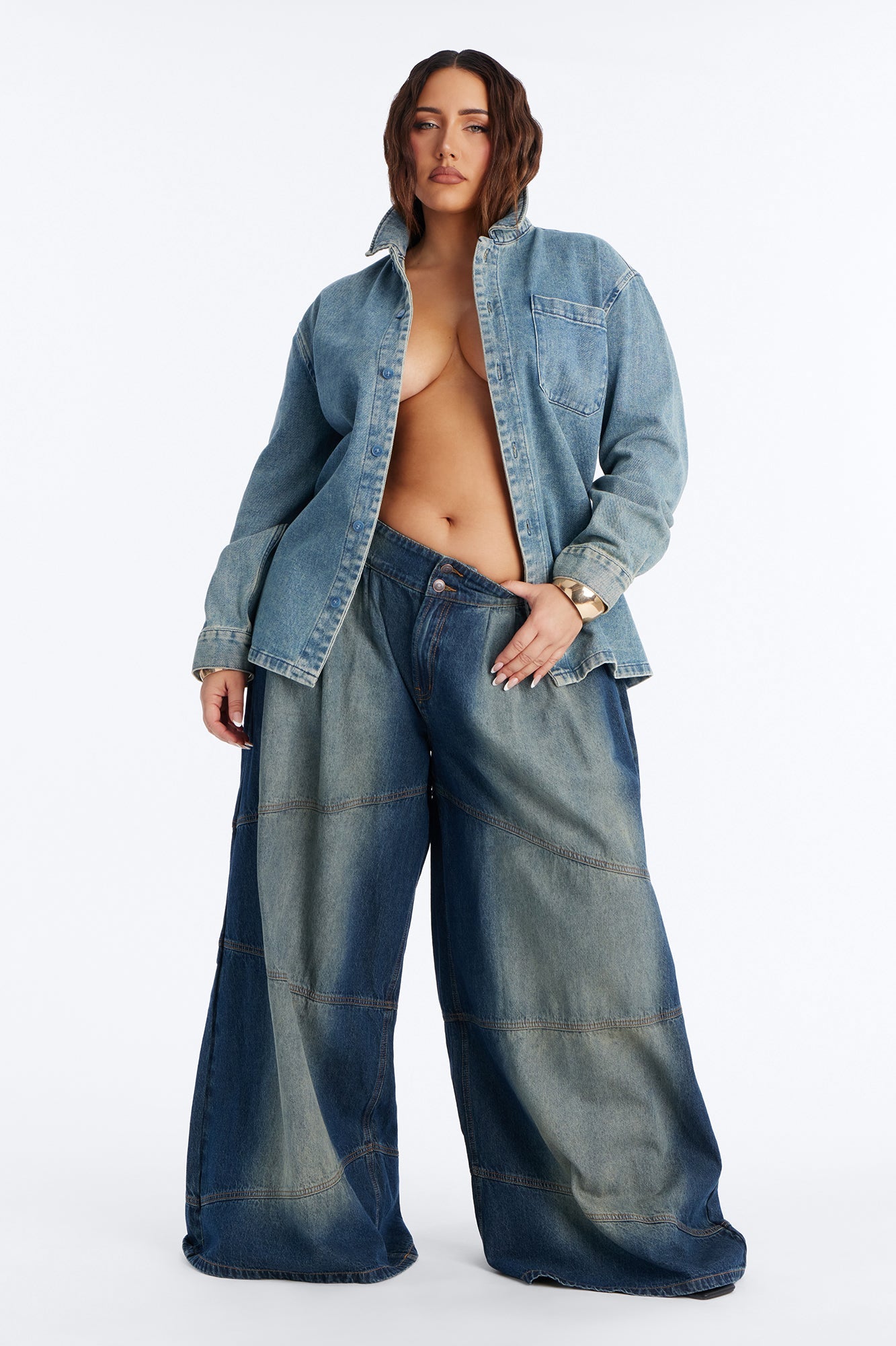 Big Journey EZ Waist Wide Leg Jeans - Vintage Wash