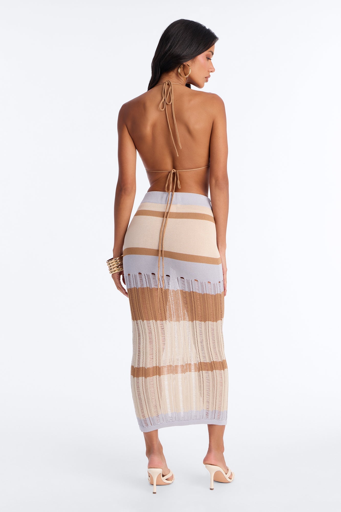 Desert Siren Halter Skirt Set - Taupe/combo