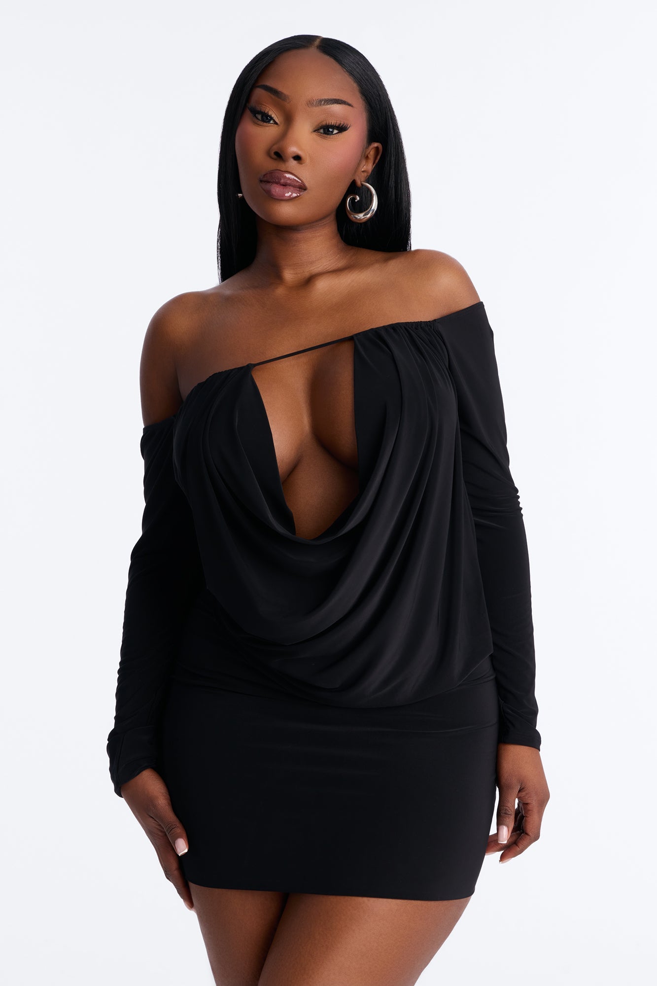 For The Plot Off Shoulder Mini Dress - Black