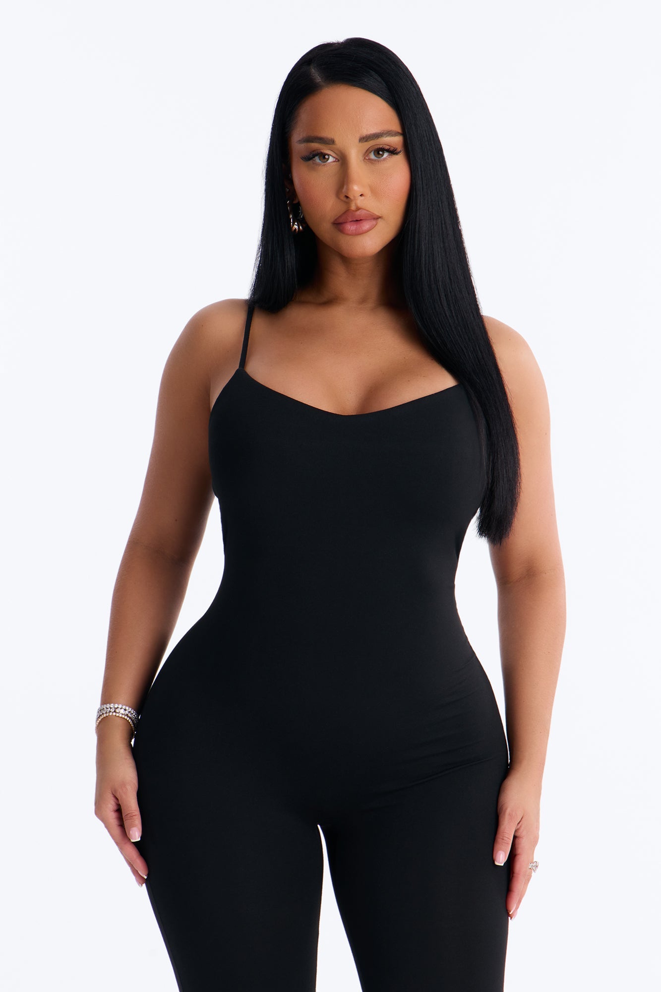 Marina Built In Bra Cami Catsuit - Black