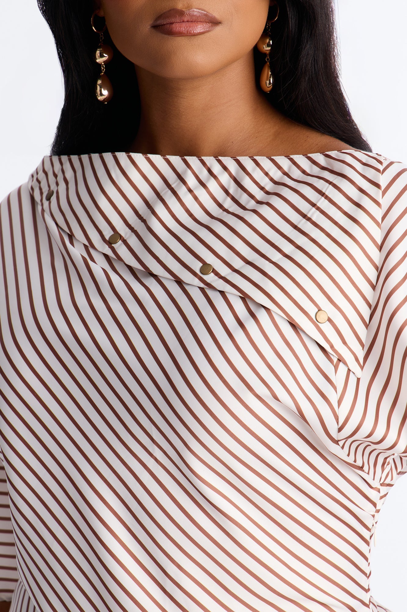 Shelly Striped Satin Mini Dress - Taupe/combo