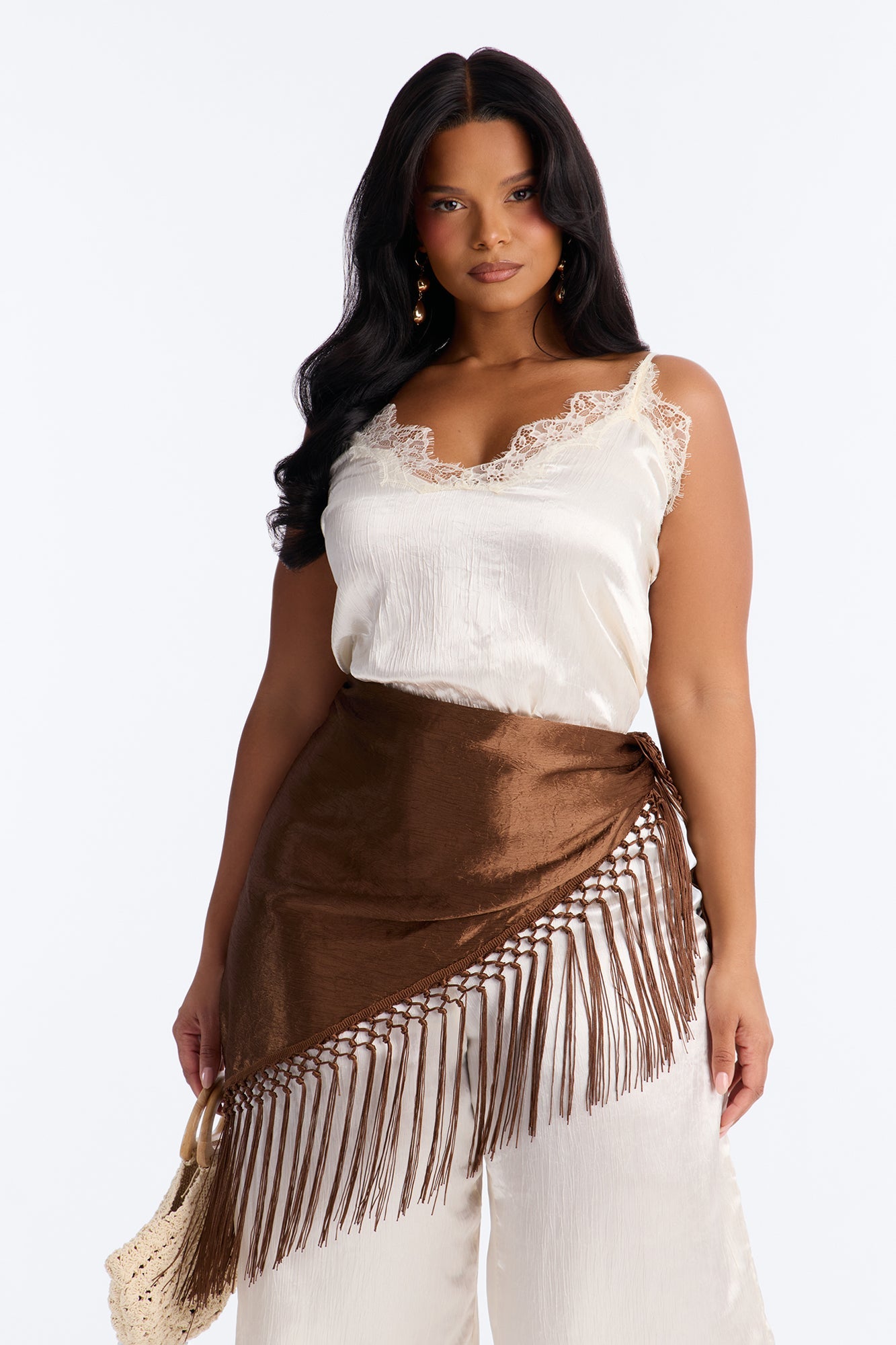 Elsa Satin Waist Scarf Jumpsuit - Ivory