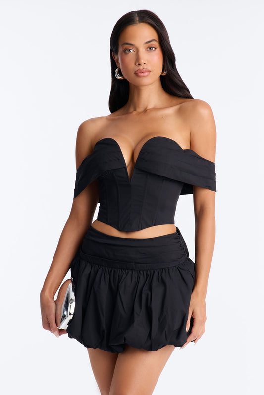 Lori Cutie Poplin Corset Top - Black