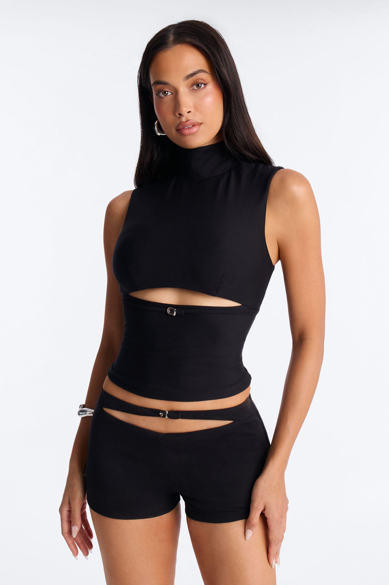 Rebel Ponte Micro Mini Short Set - Black